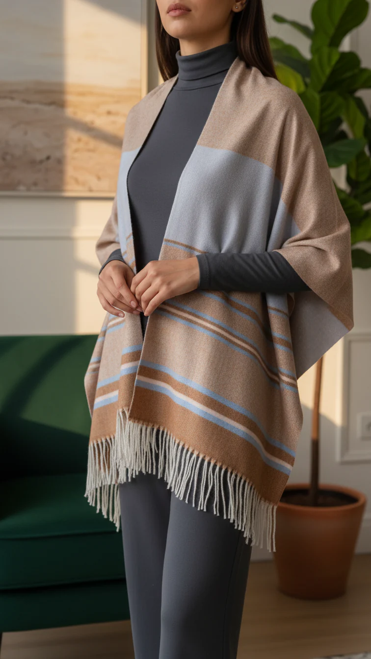 Peach Winter Capeshawl PW5637 - Image 2