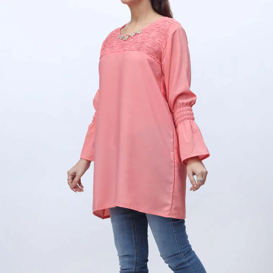 1PC- Solid Georget Chiffon Shirt PW9023 - Image 2