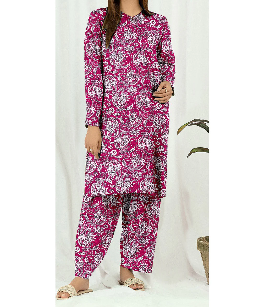 2 PC- Unstitched Printed Slub Khaddar Suit PW4318