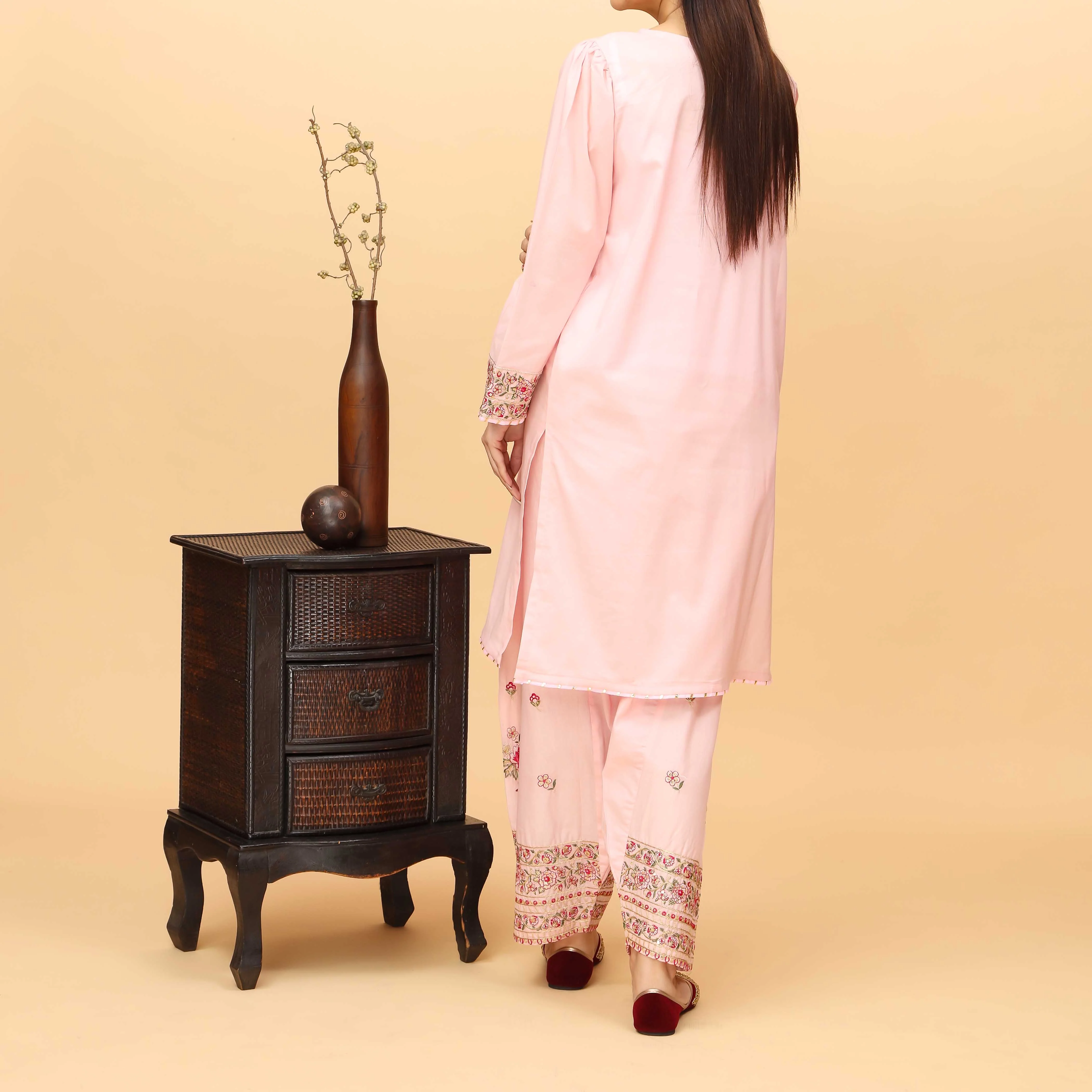 2PC- Embroidered Cambric Suit PS4129 - Image 3