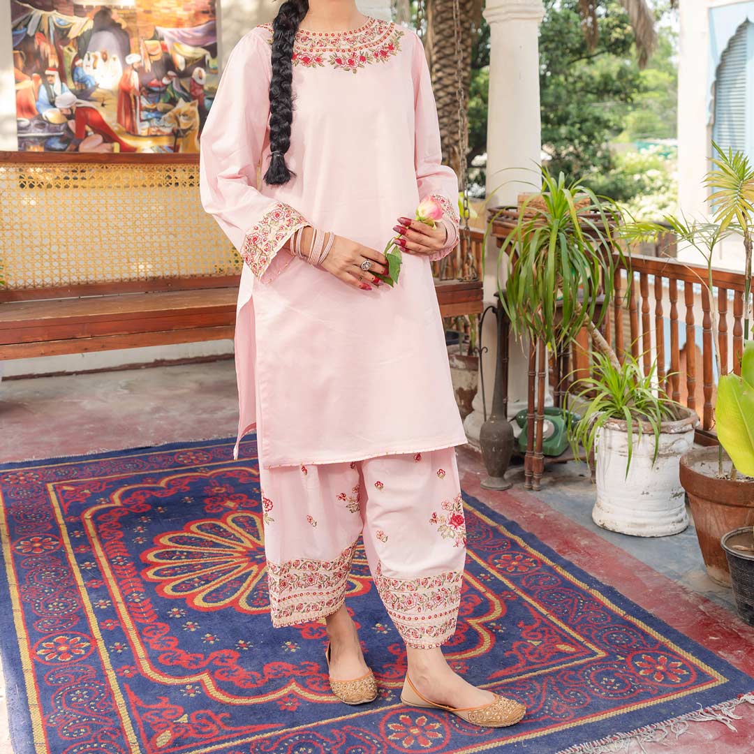 2PC- Embroidered Cambric Suit PS4129 - Image 4