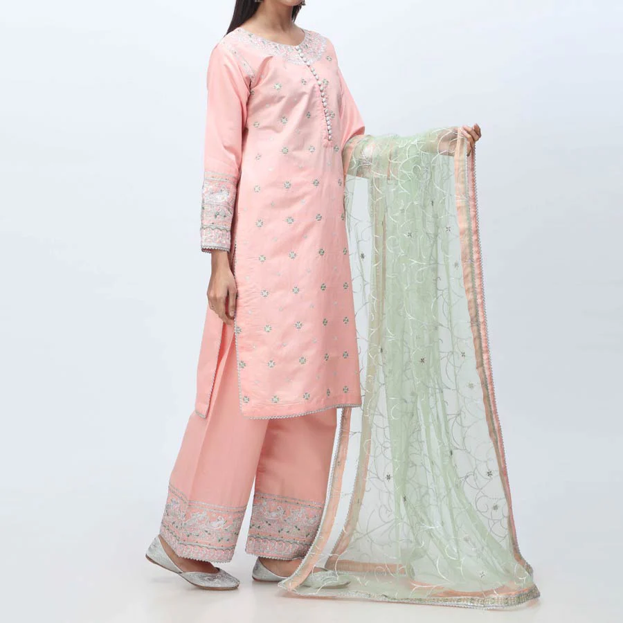3PC- Embellished  Khadi Net Suit PF3055 - Image 2