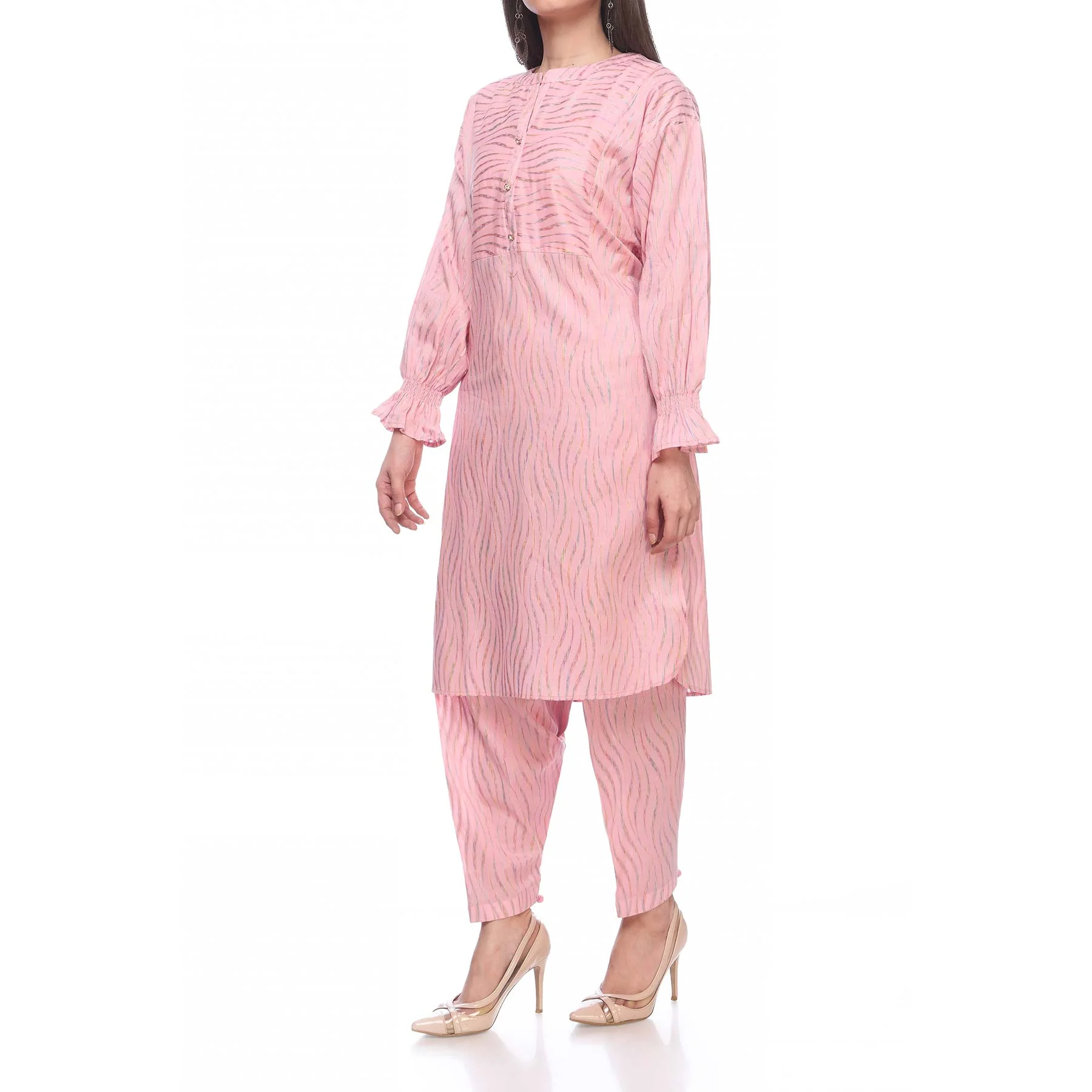 Pink Color Embellished Jacquard Shirt PS2283 - Image 2