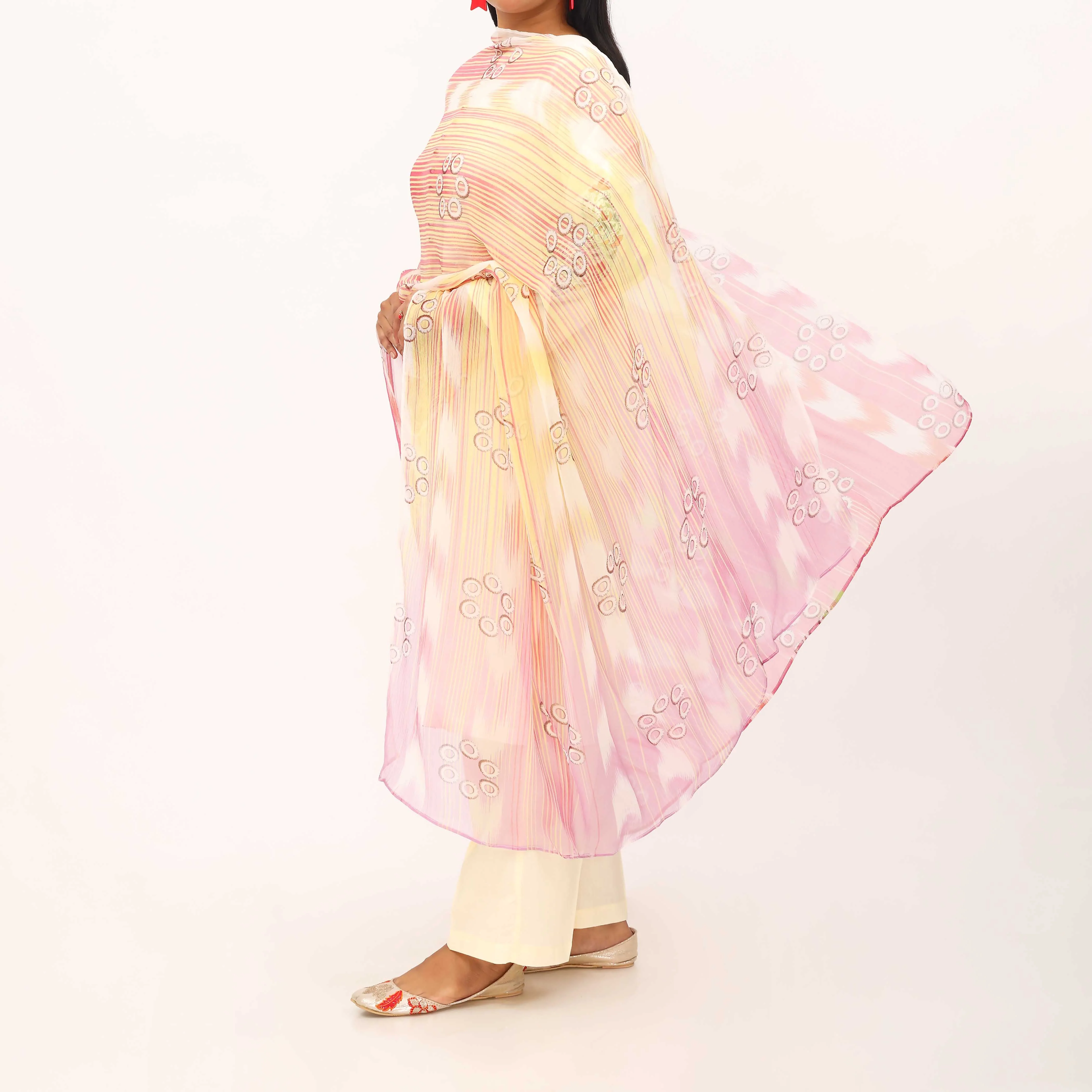 Pink Digital Printed Chiffon Dupatta PD5544 - Image 2