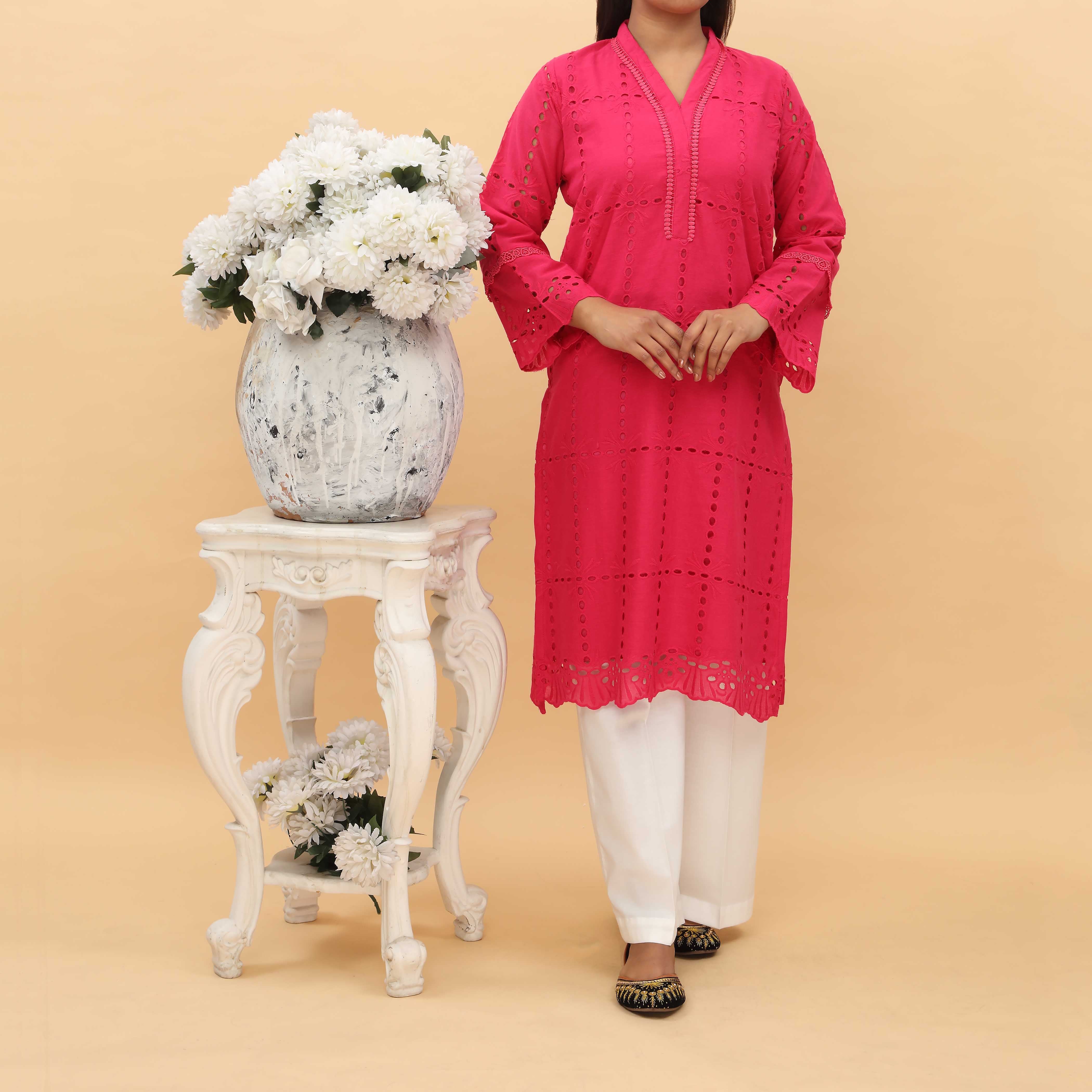 1PC- Embellished Chikan Kari Shirt PS5020