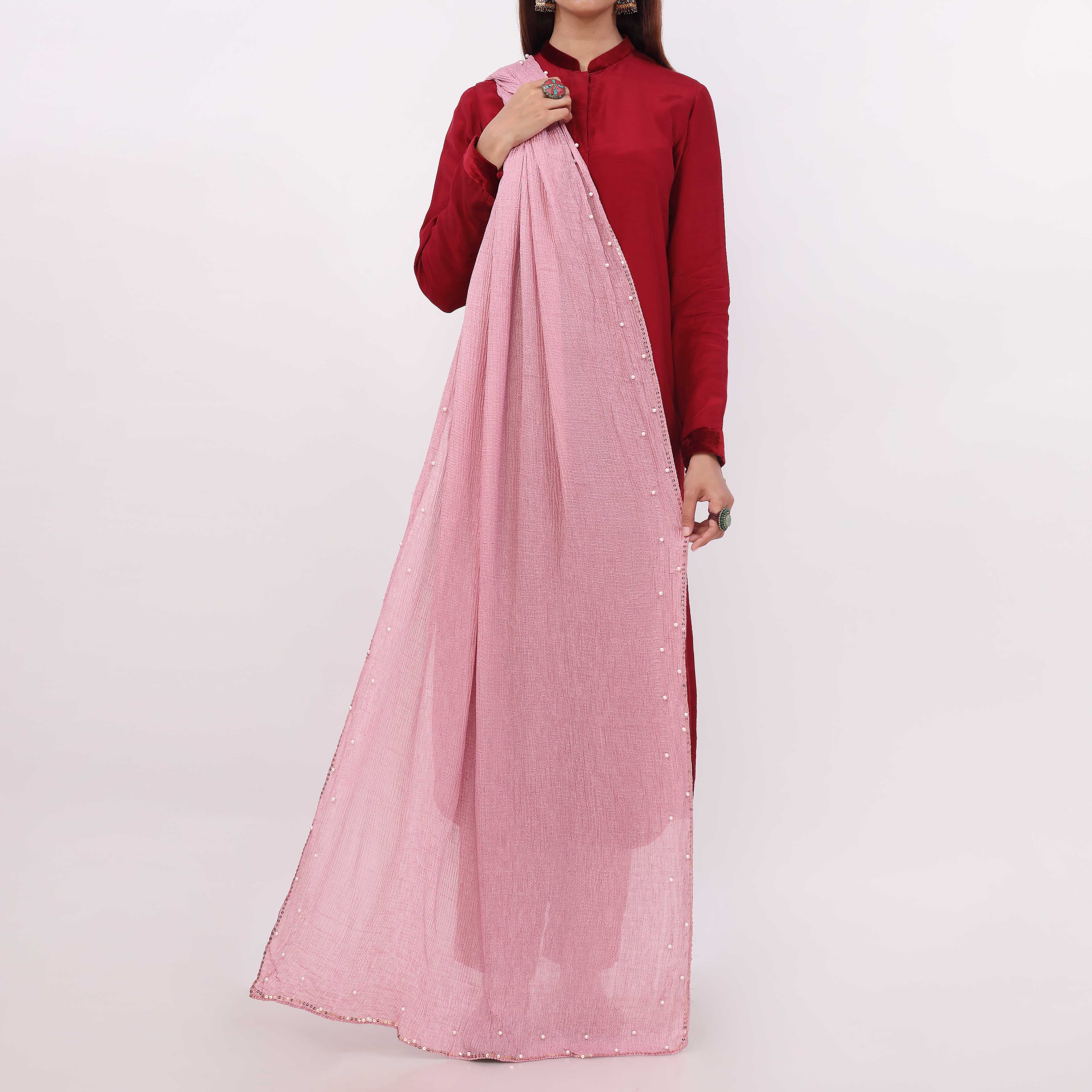 Pink Embroidered Stole PD5297 - Image 2