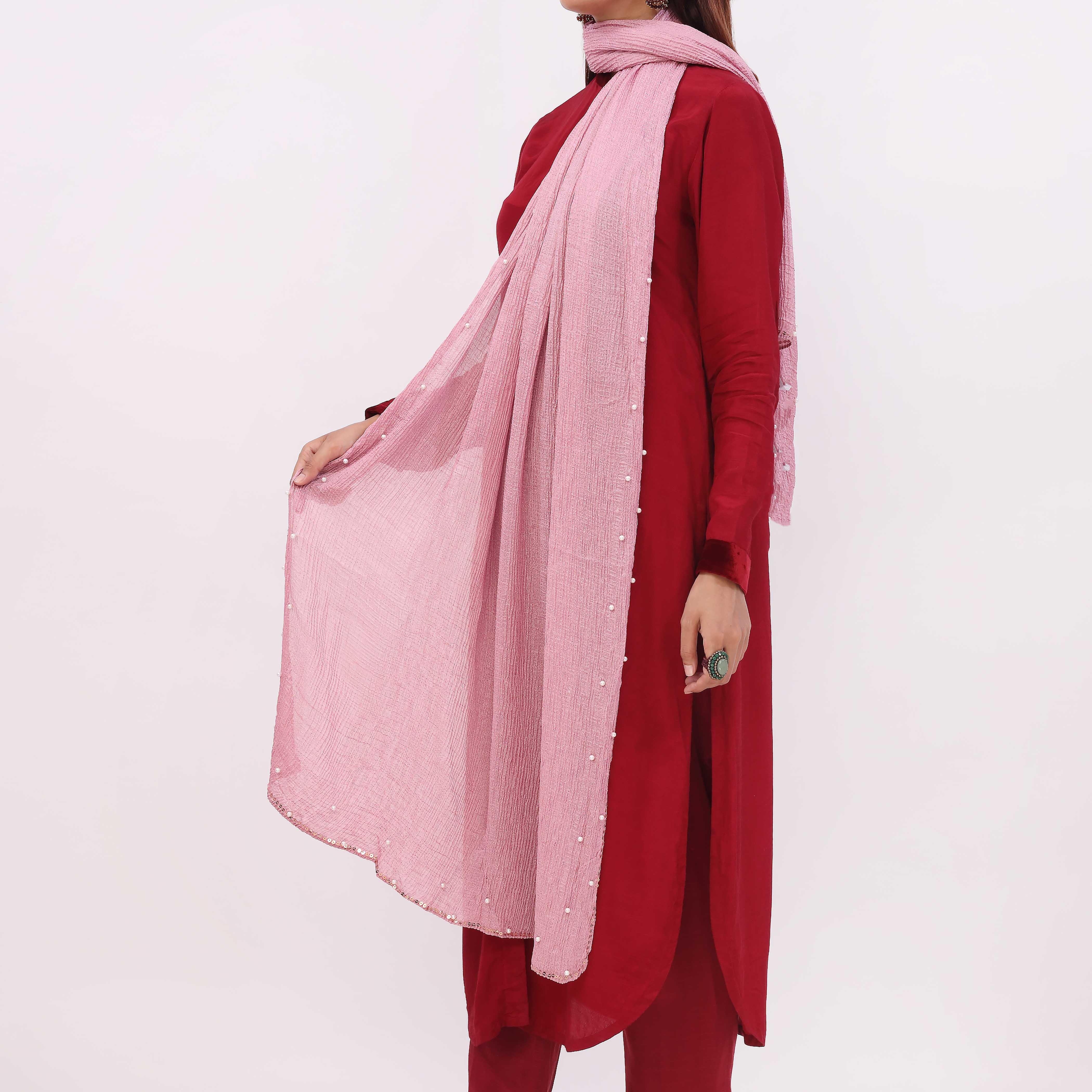 Pink Embroidered Stole PD5297 - Image 3