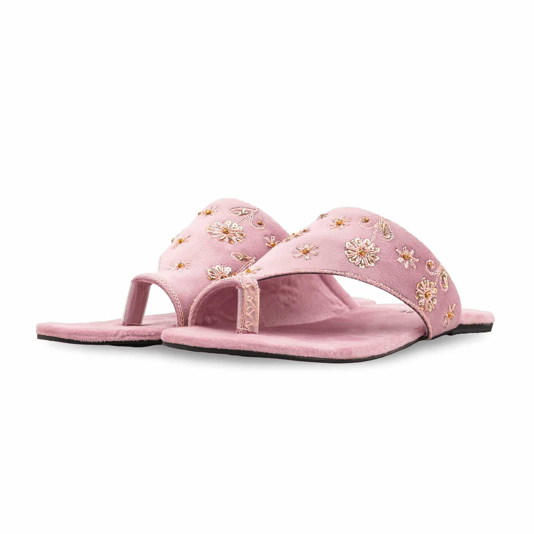 Pink Ethnic Chappal For Women EC0250 - Image 4