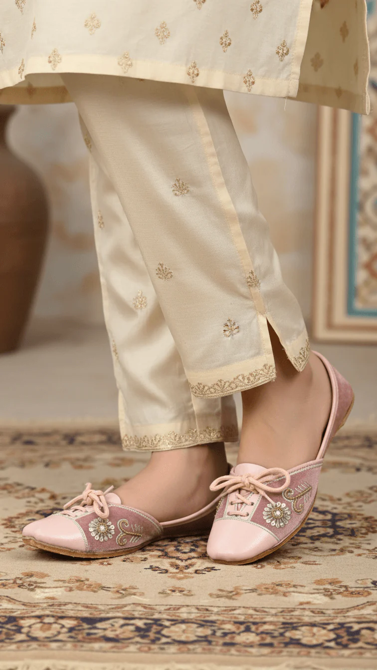 Pink Ethnic Khussa For Ladies EC8594