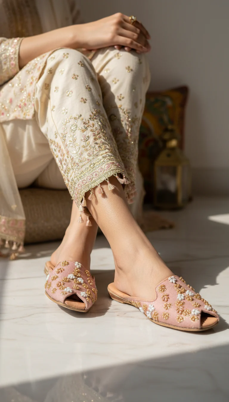 Pink Fancy Back Open Khussa EC8578