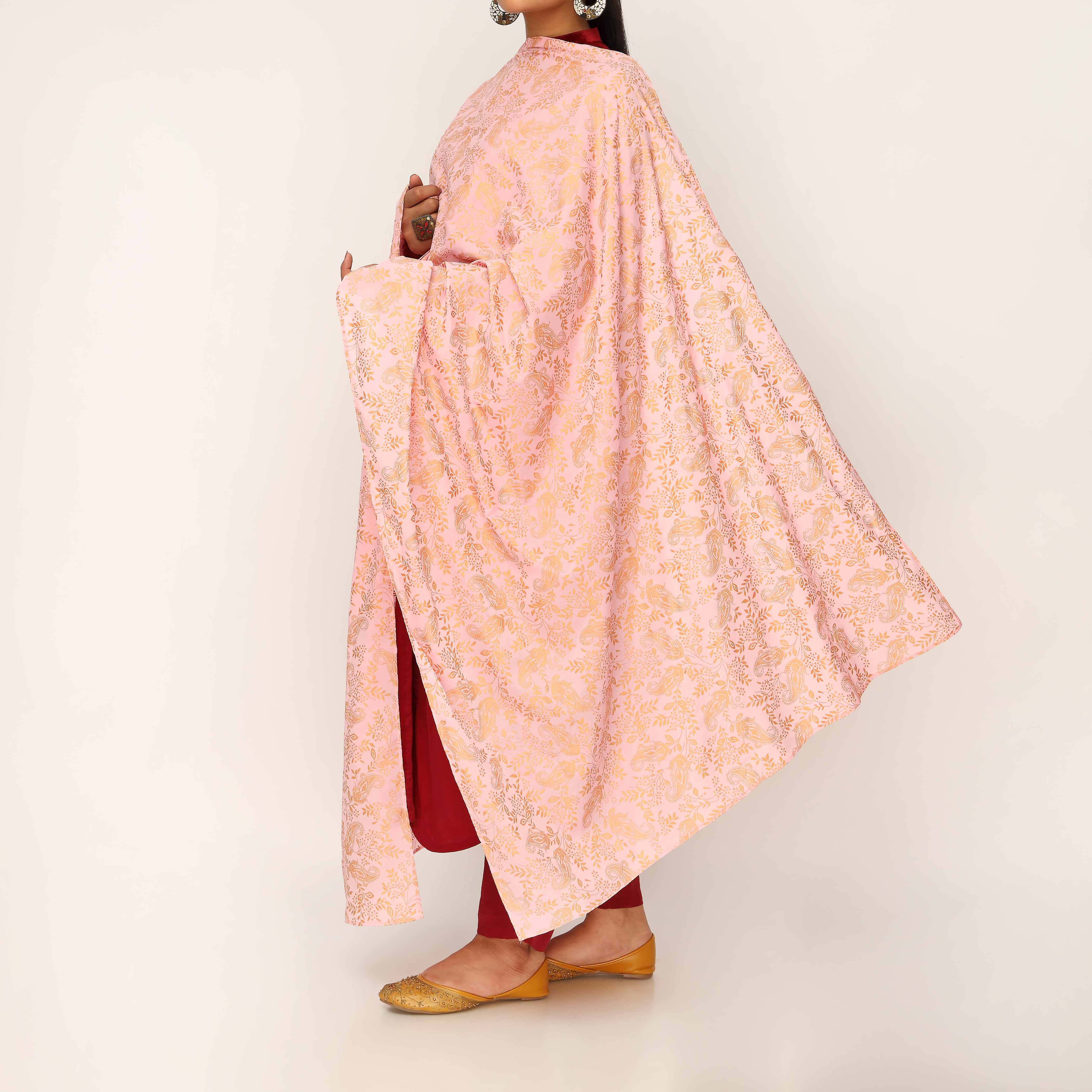 Pink Plain Chiffon Dupatta PD5500 - Image 3