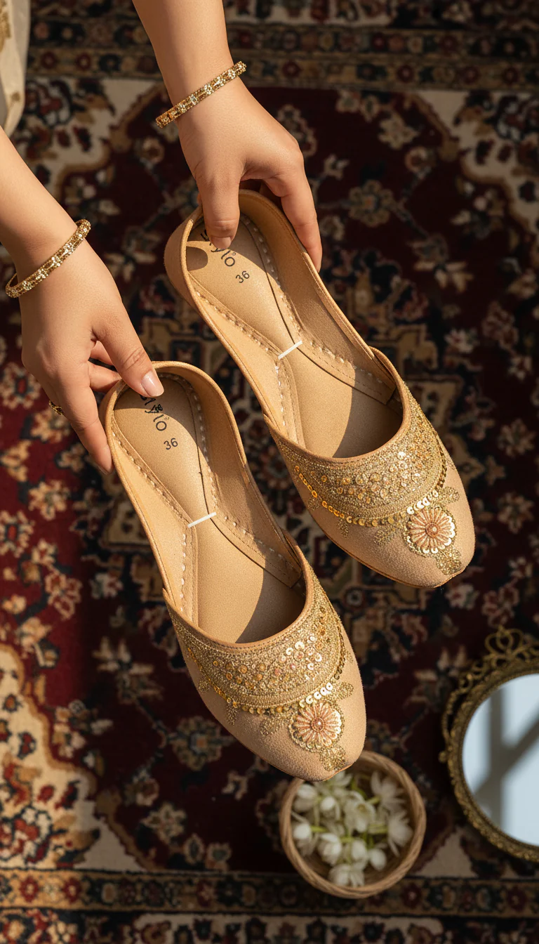 PISTAGREEN Leather Khussa For Women EC8765 - Image 2