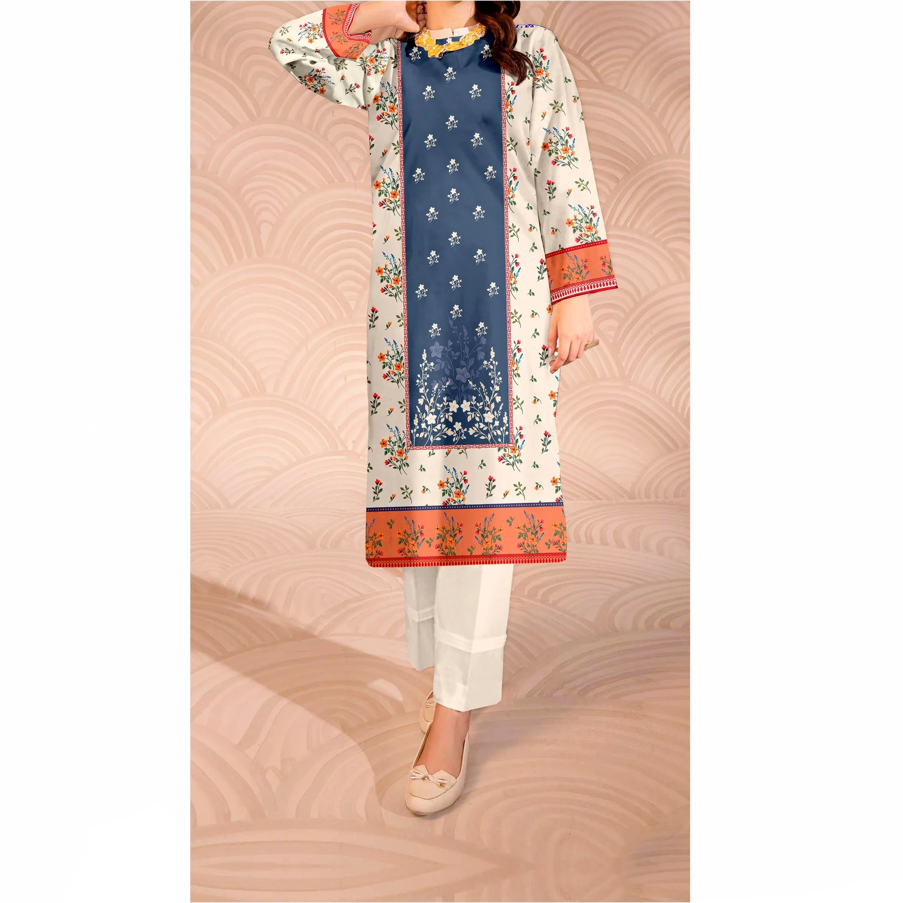Printed Slub Khaddar Shirt UW5021 - Image 2
