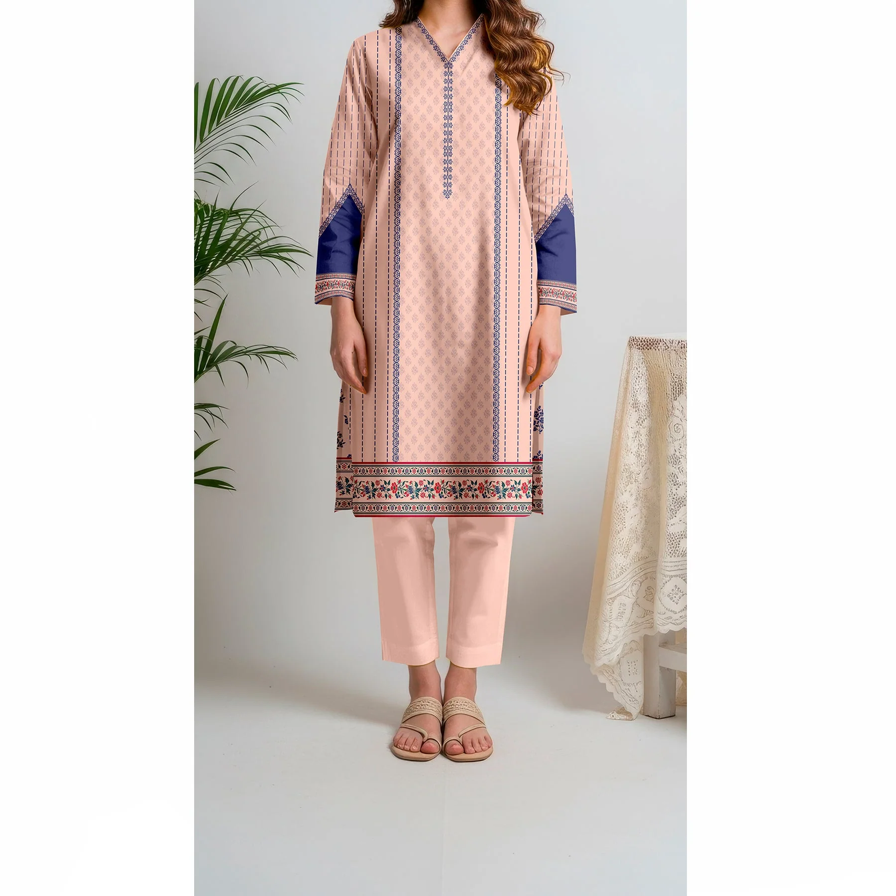 Printed Slub Khaddar Shirt UW5023 - Image 2