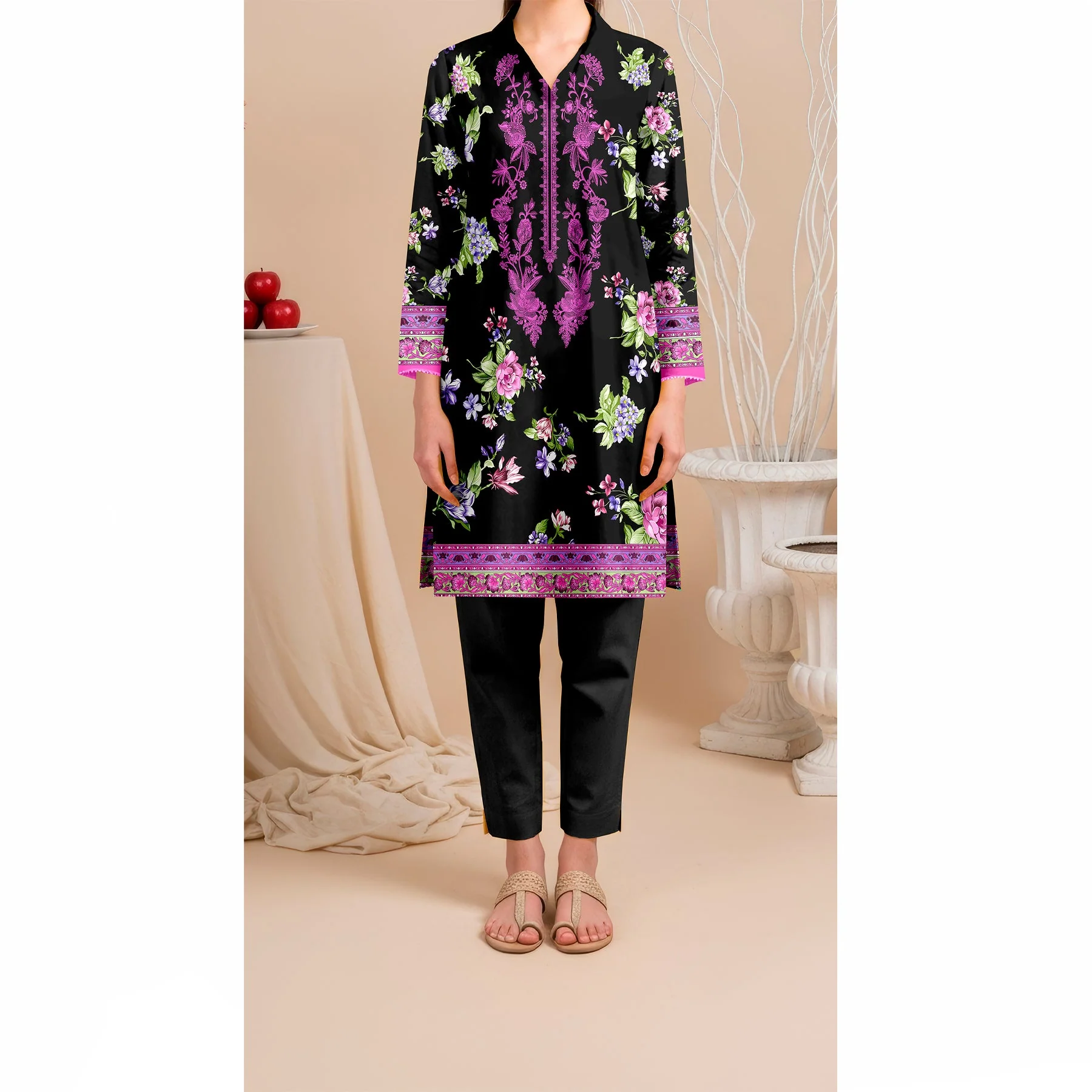 Printed Slub Khaddar Shirt UW5026 - Image 2