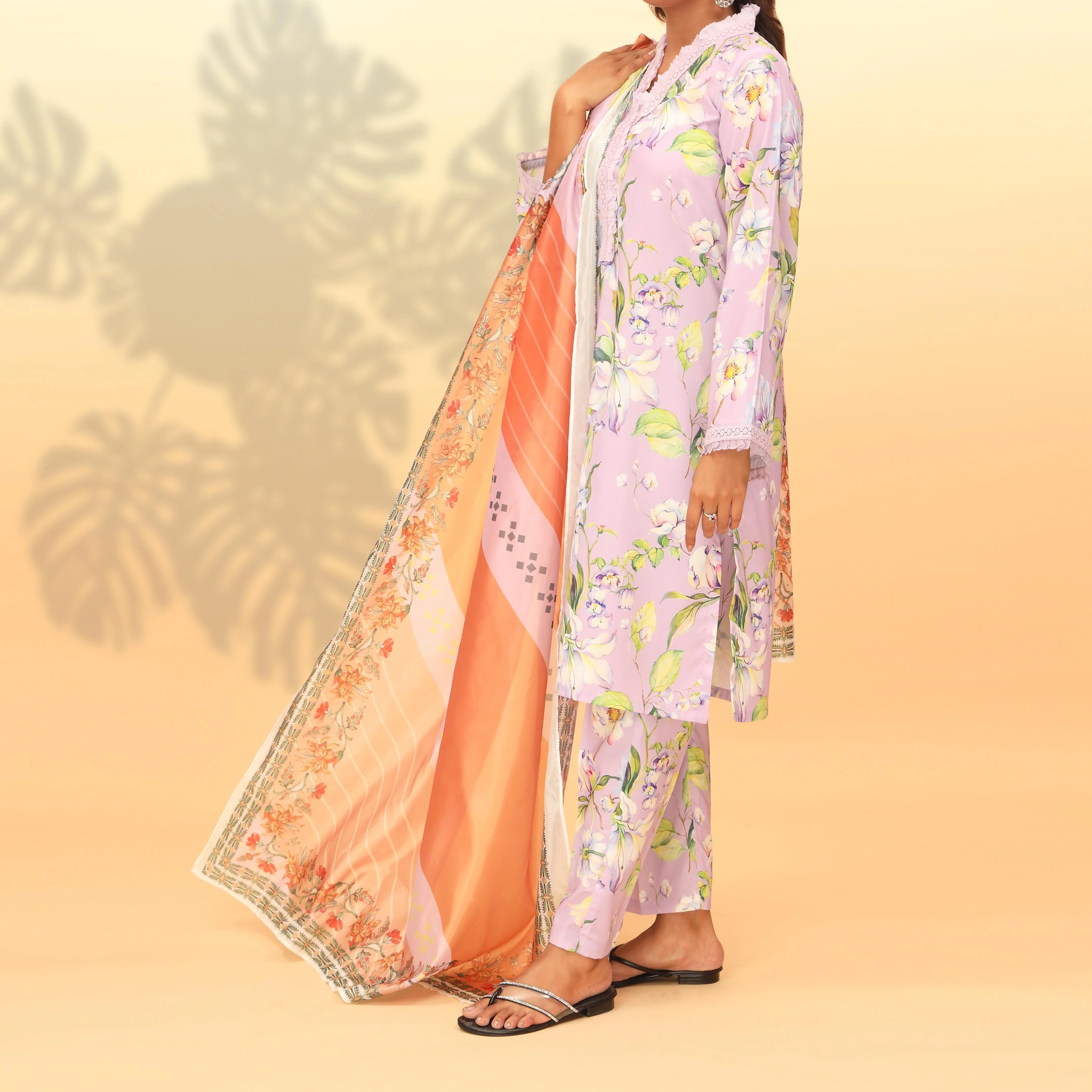3PC- Digital Printed Grip Silk Suit PW4015 - Image 2