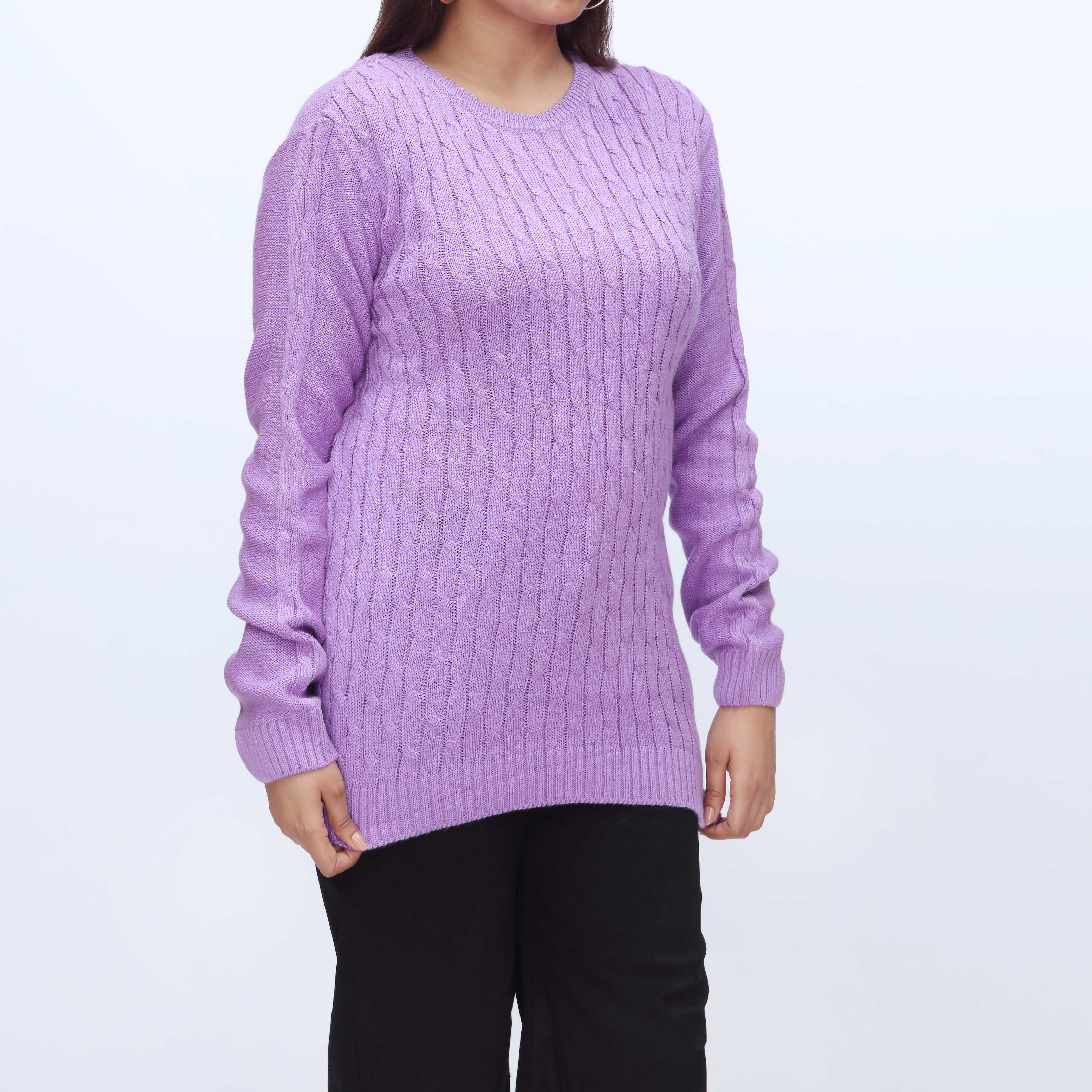 Purple Crew Neck Pullover Sweater PW3901 - Image 2