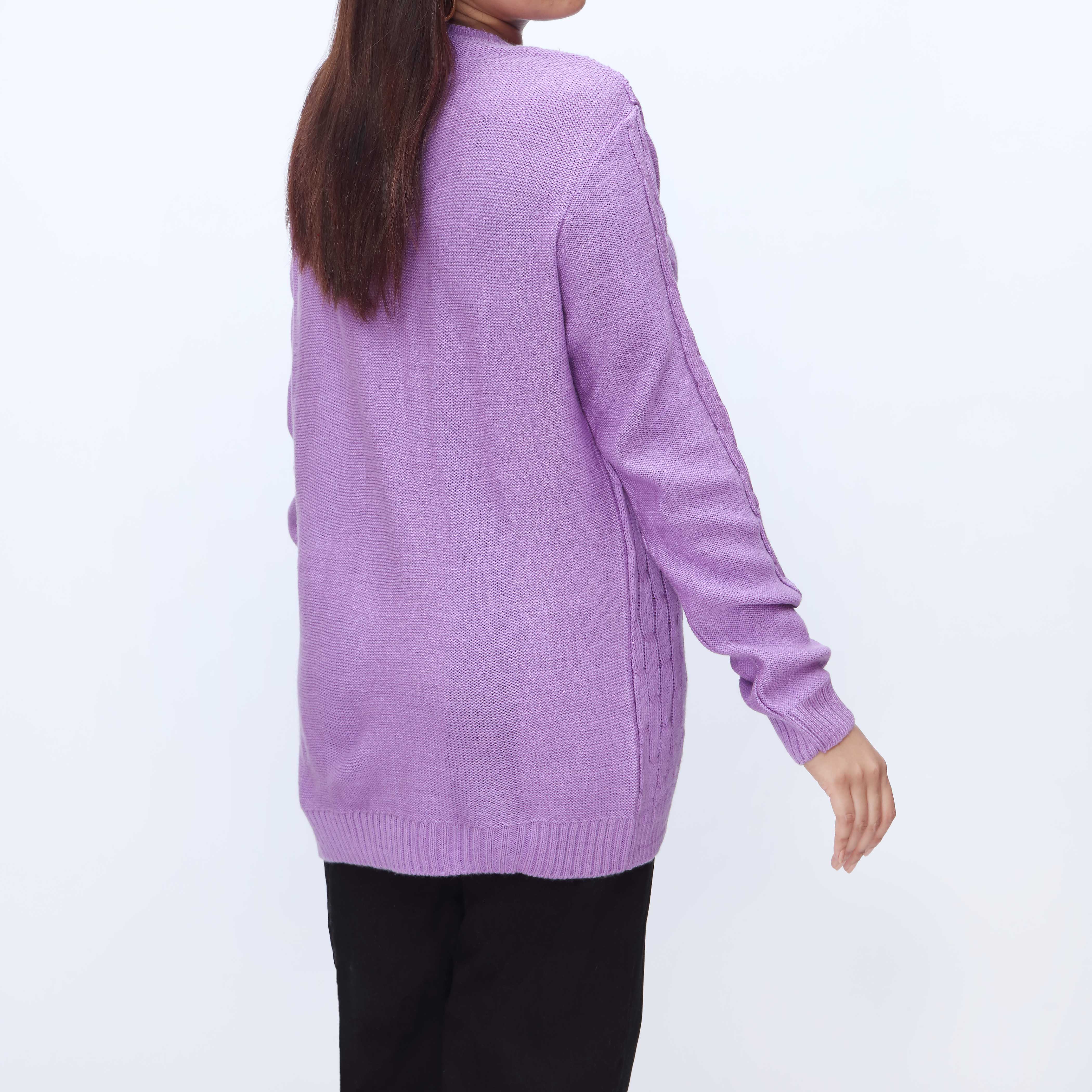 Purple Crew Neck Pullover Sweater PW3901 - Image 3