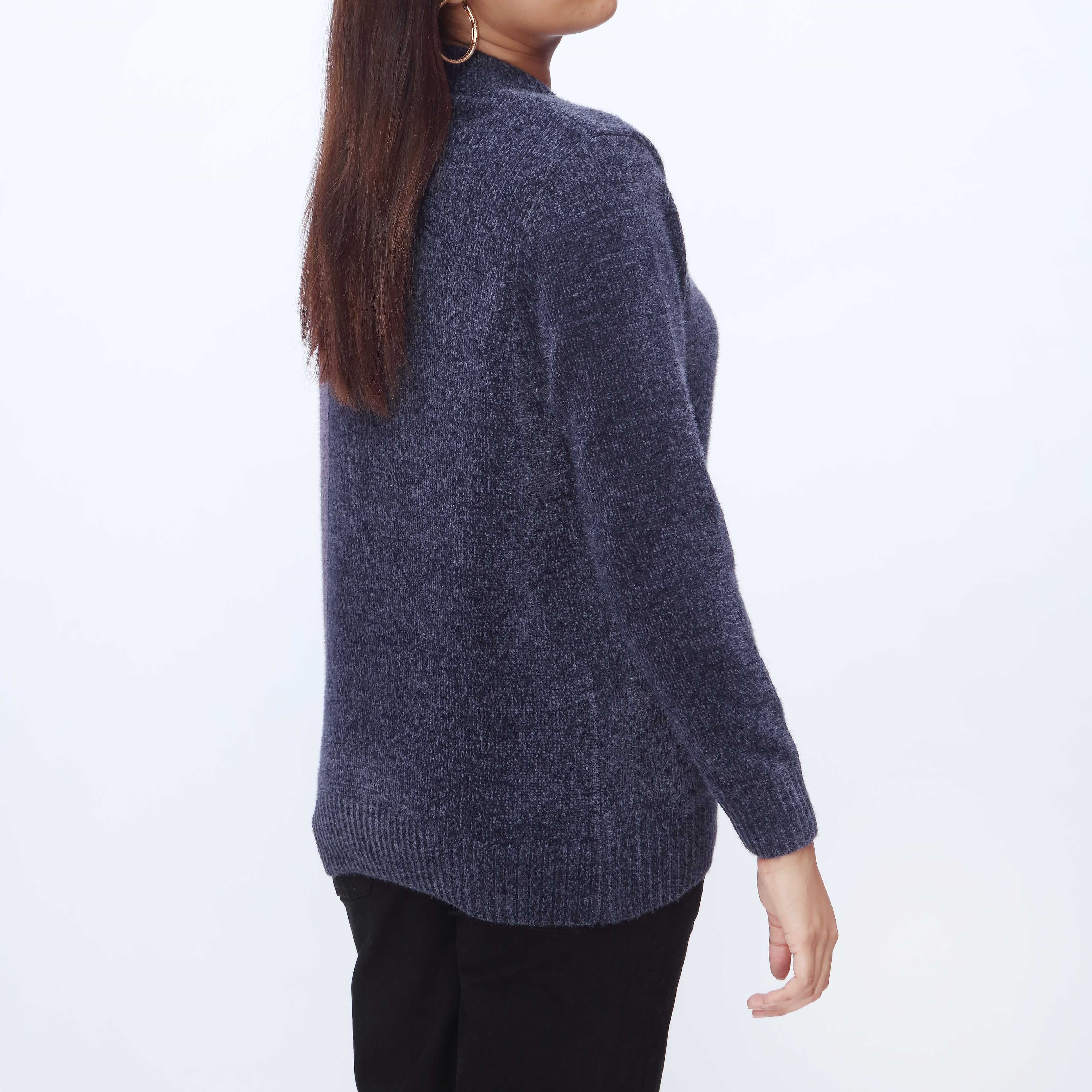 Purple Crew Neck Pullover Sweater PW3916 - Image 3