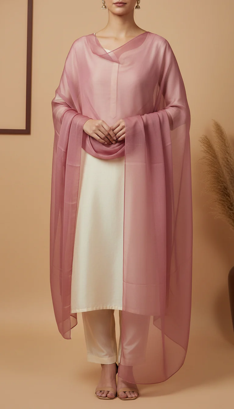 Purple Dyed Organza Dupatta PD6033 - Image 2