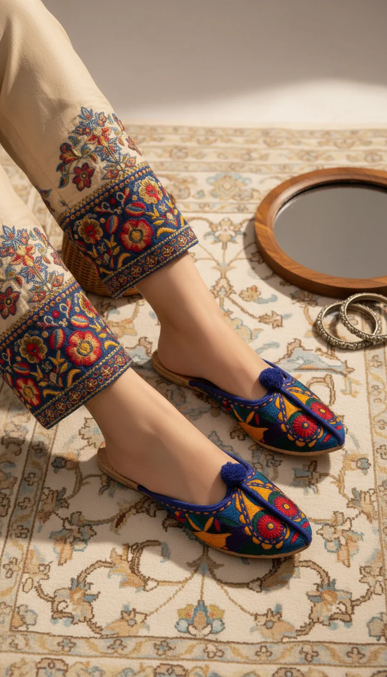 Purple Leather Khussa For Women EC8685