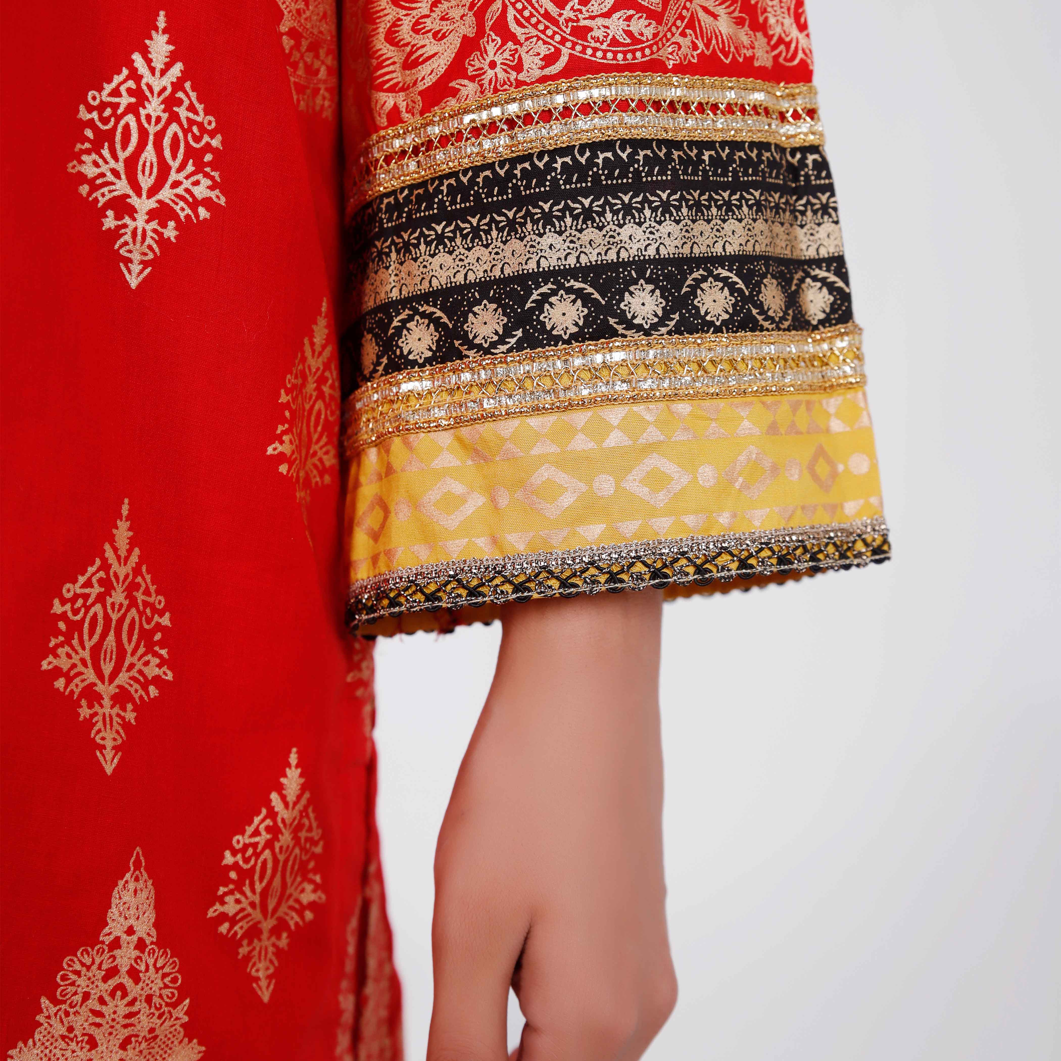 3PC- Screen Printed Cambric Suit PS4923 - Image 4