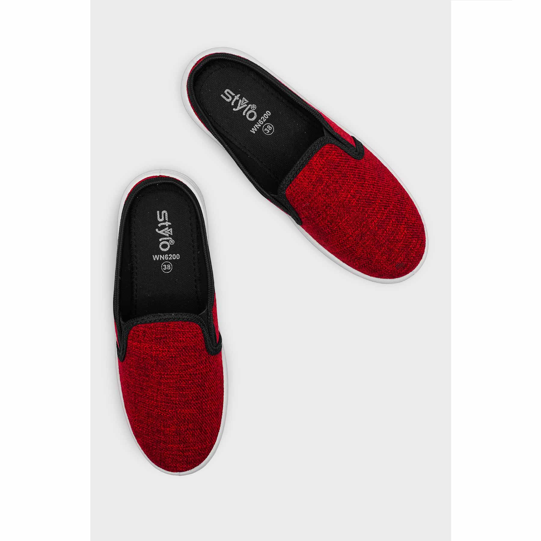 Red Canvas Slip Ons WN6200 - Image 15