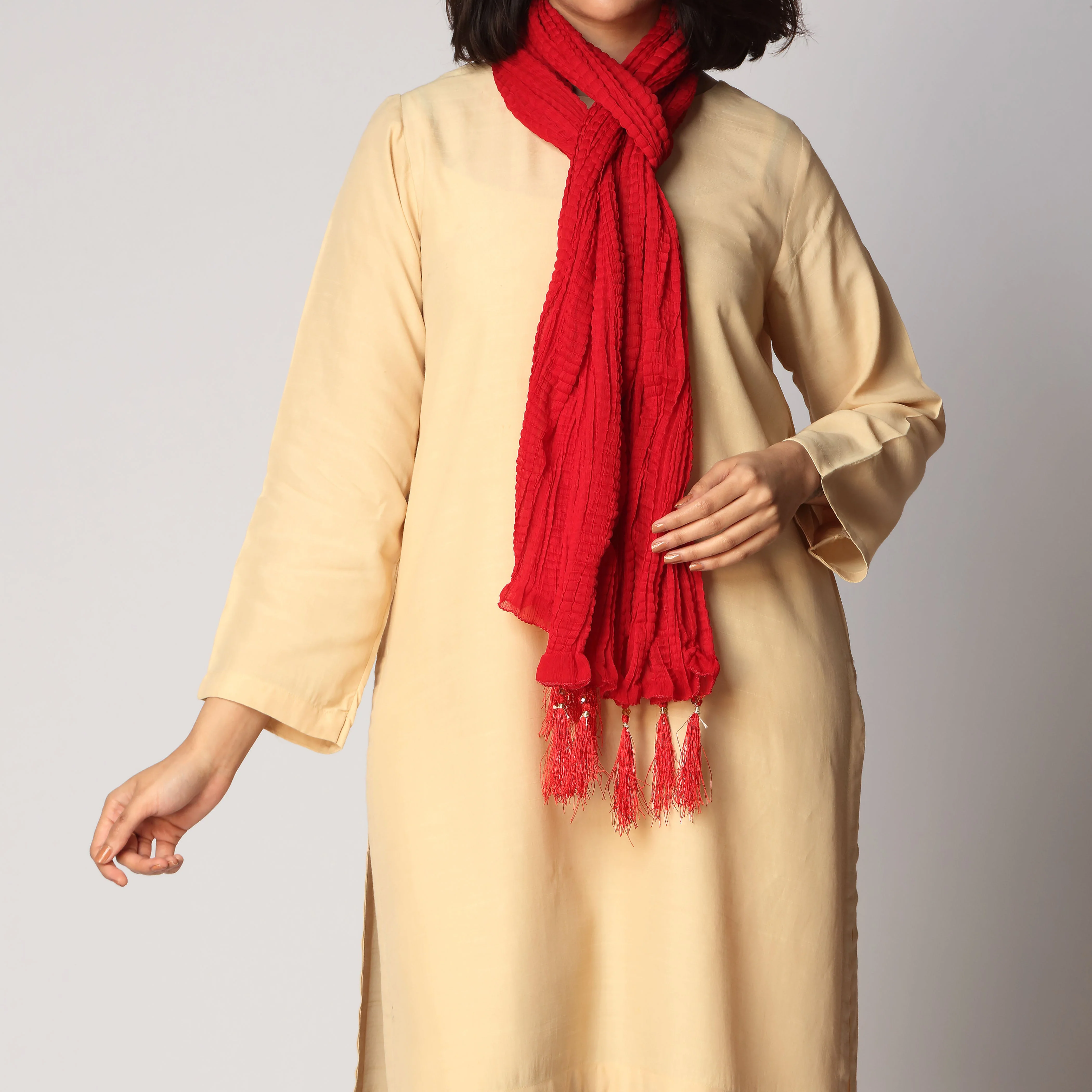 Red Crush Chiffon stole  PS3756 - Image 2