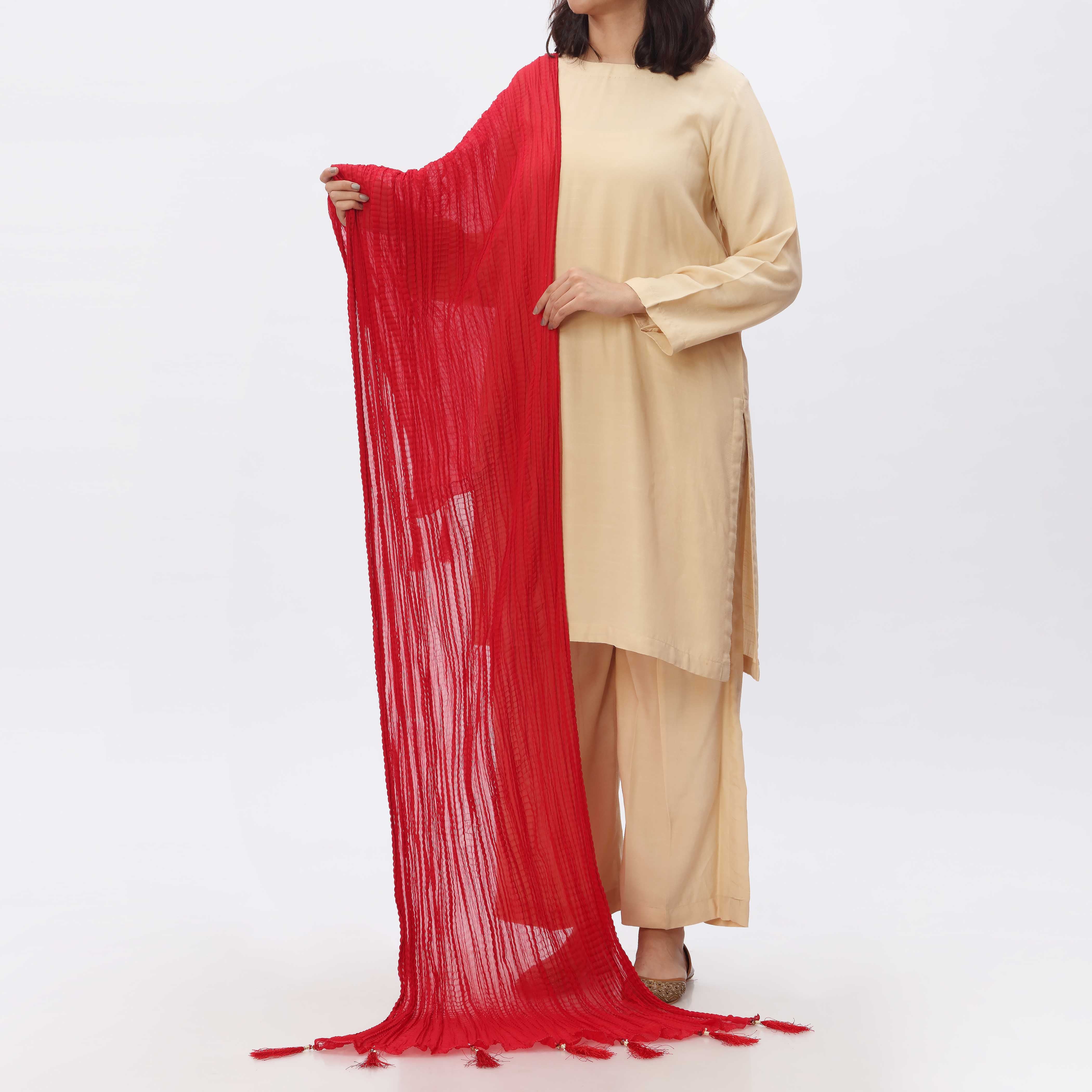 Red Crush Chiffon stole  PS3756 - Image 3