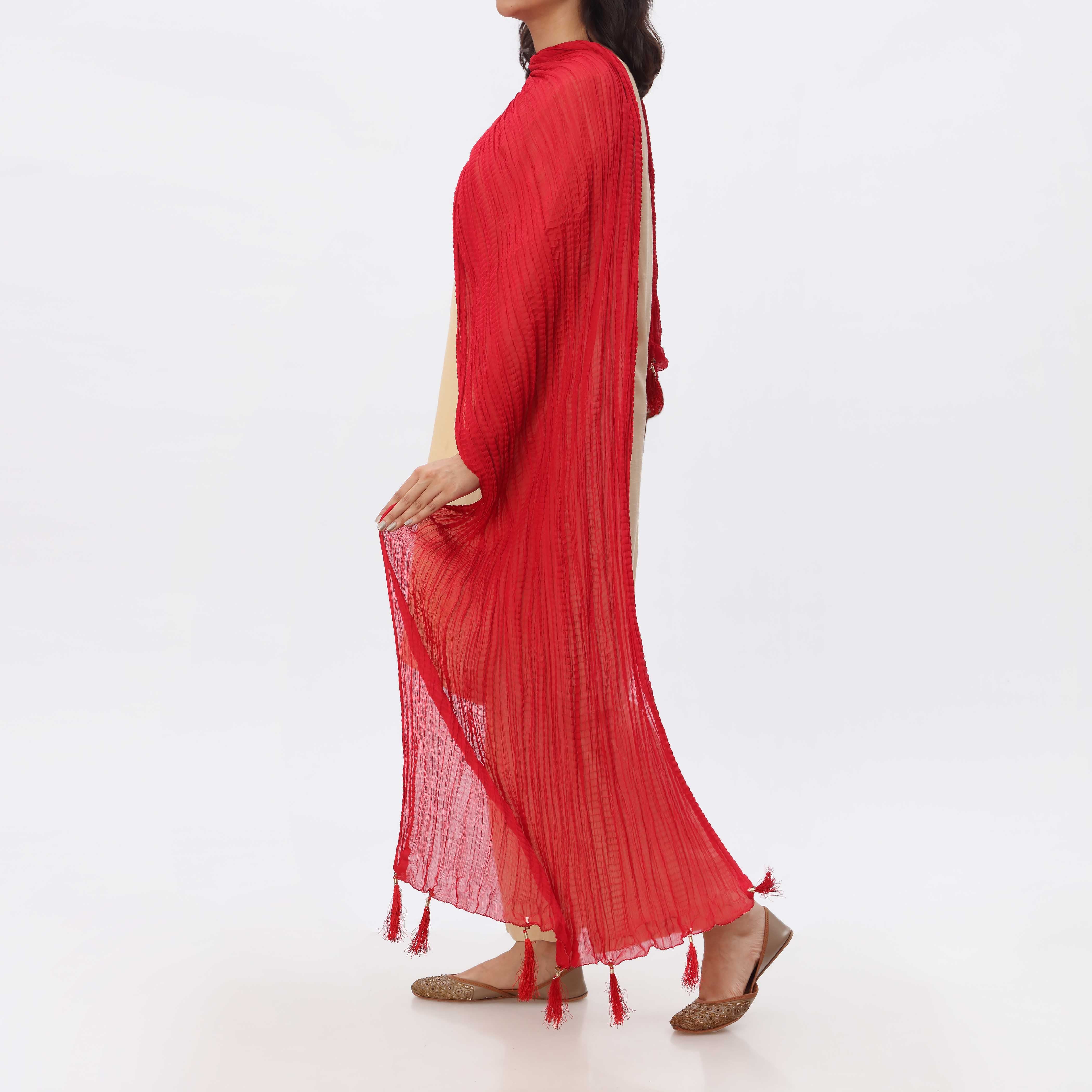 Red Crush Chiffon stole  PS3756 - Image 4
