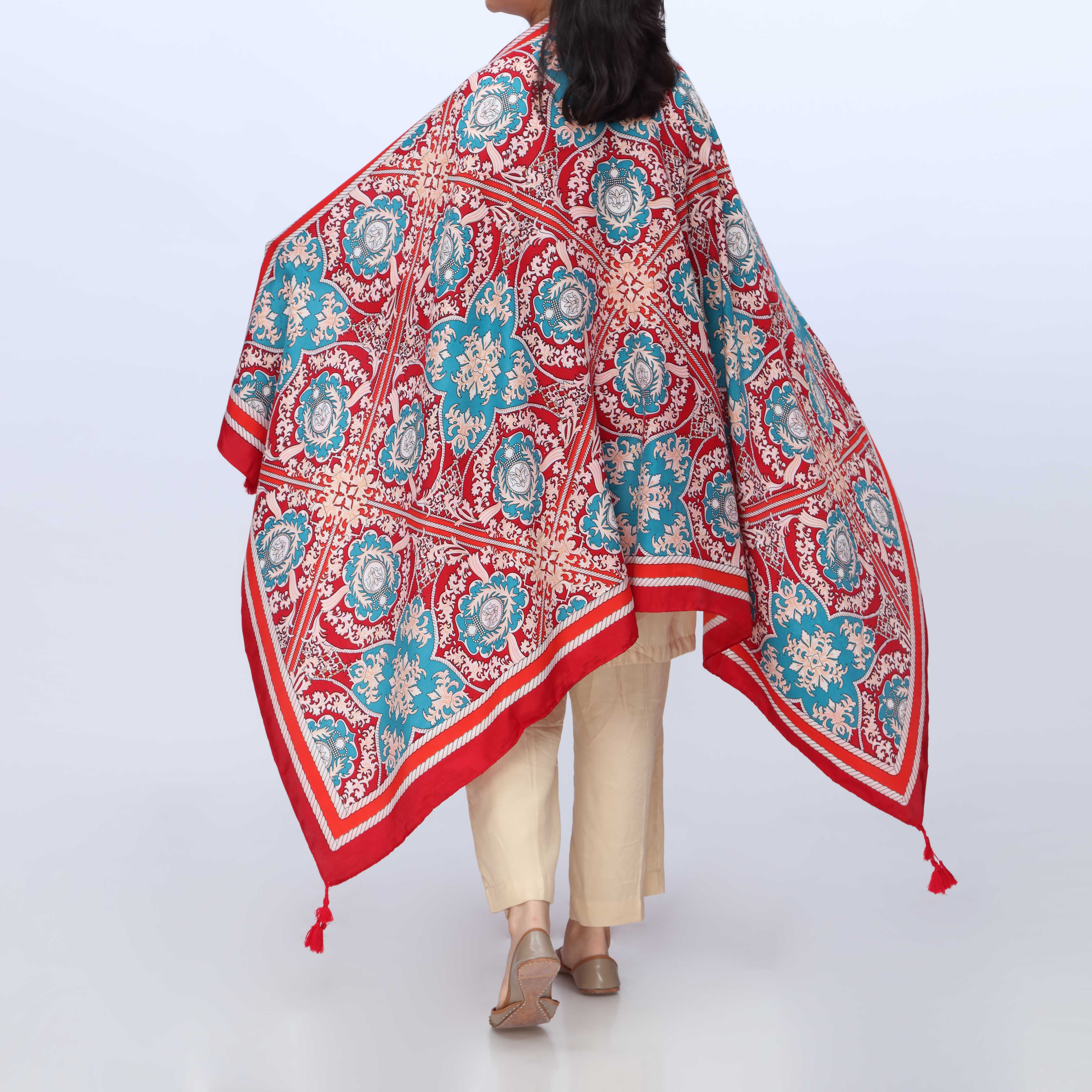 Red Digital Printed Dupatta PW3774 - Image 2