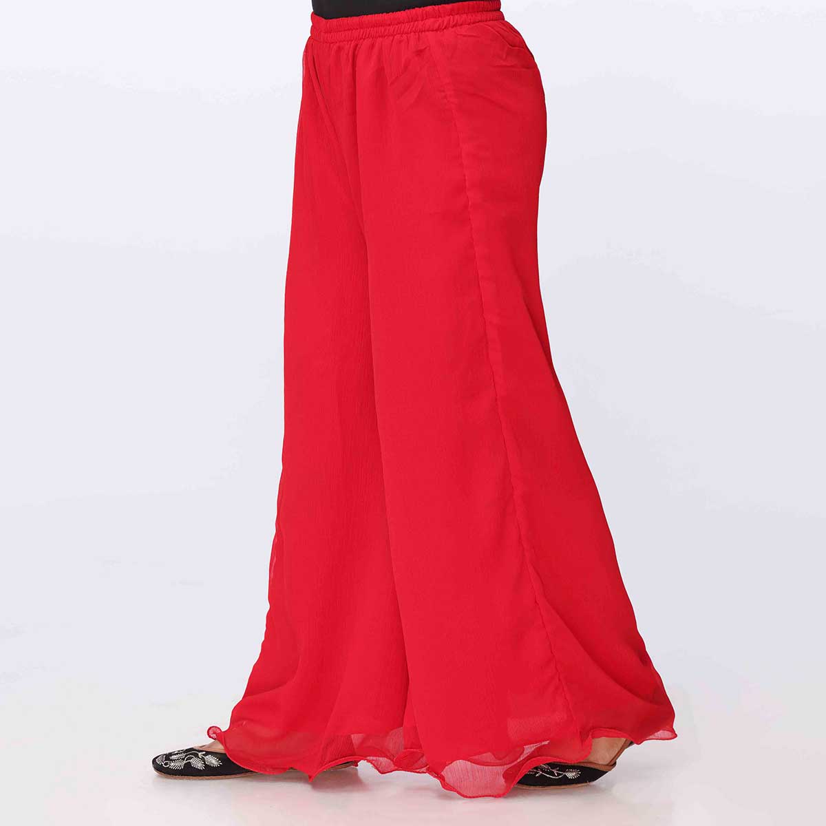 Red Dyed Chiffon Plazo PW3621 - Image 3