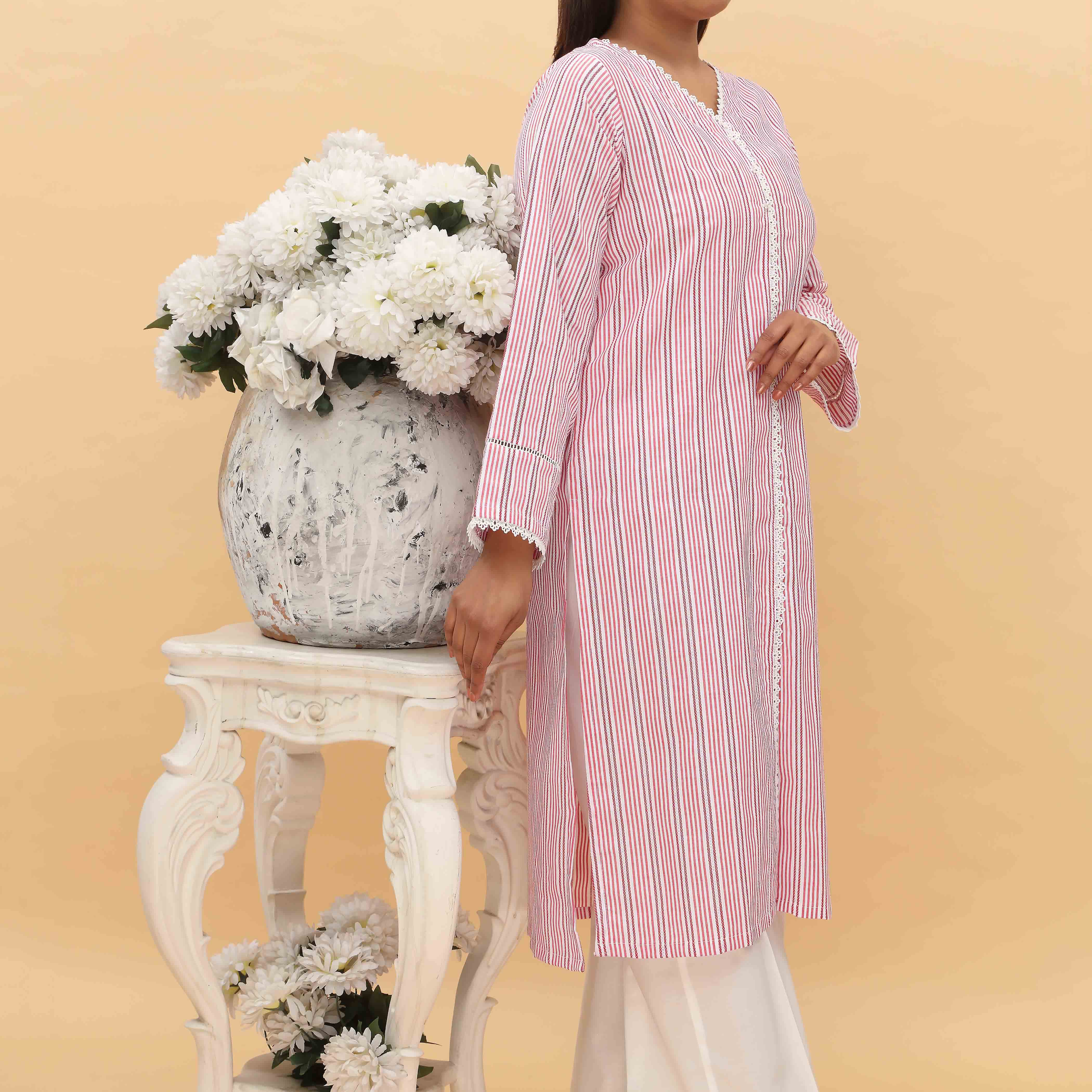 1PC- Dyed Cotton Jacquard Shirt PS5054 - Image 2