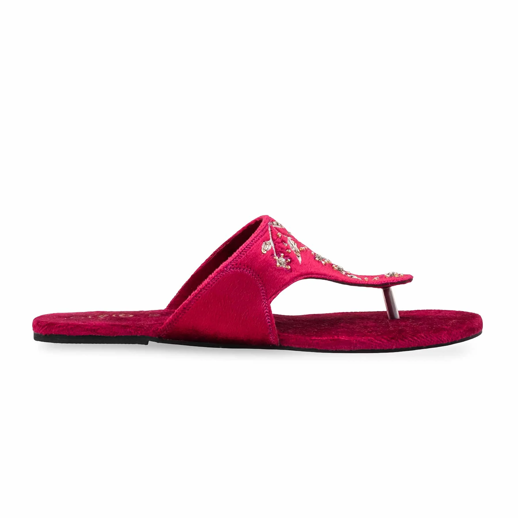 Red Ethnic Chappal For Women EC0239 - Image 2
