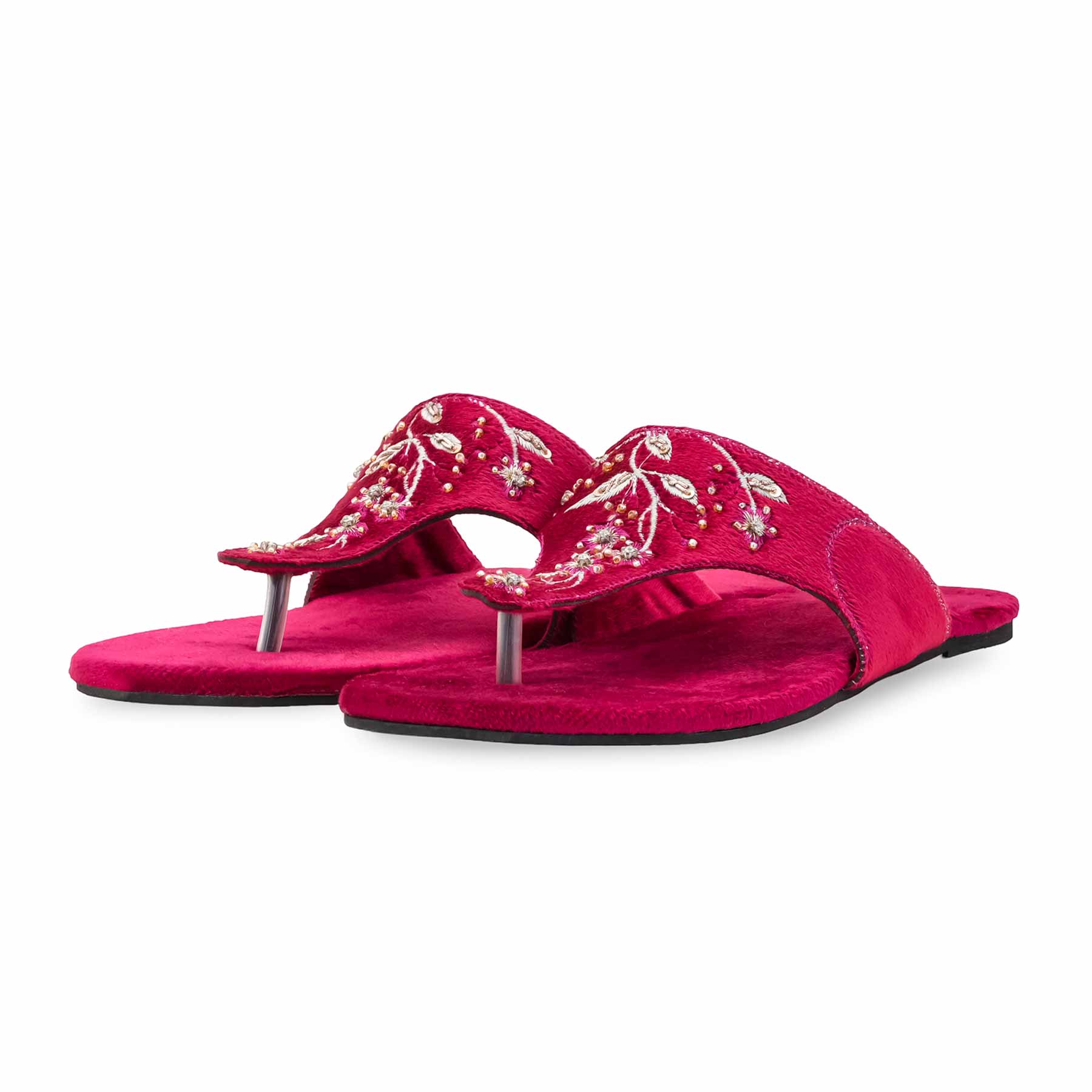 Red Ethnic Chappal For Women EC0239 - Image 3