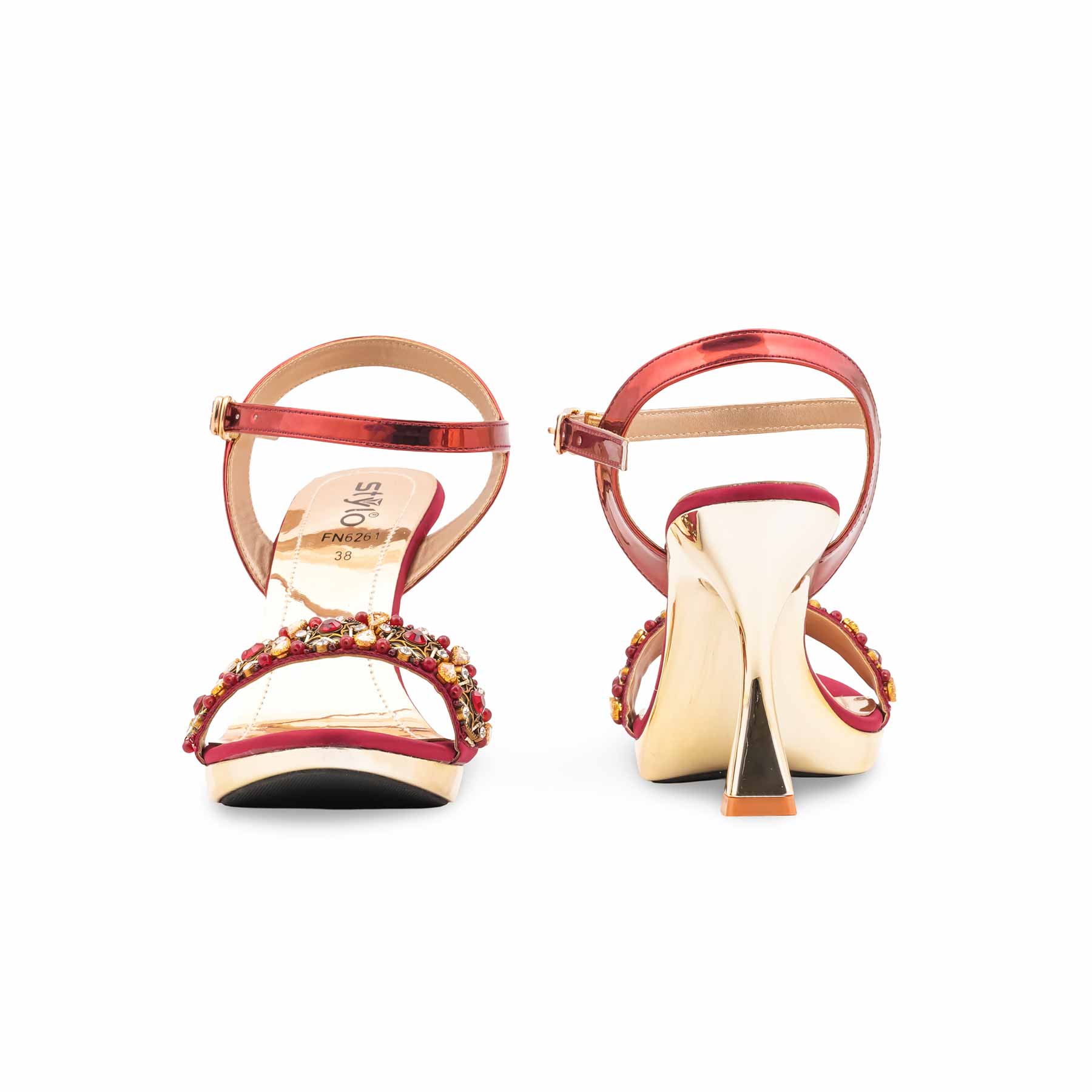 Red Fancy Bridal Sandal FN6261 - Image 4