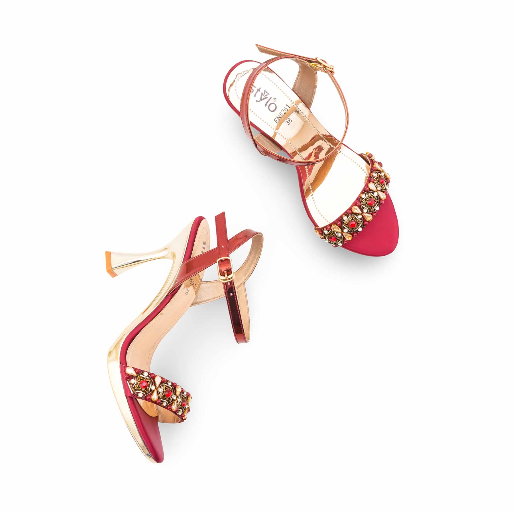 Red Fancy Bridal Sandal FN6261 - Image 5