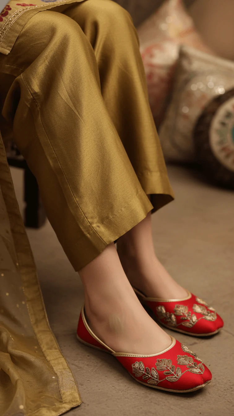 Women's Red Fancy Khussa EC8498