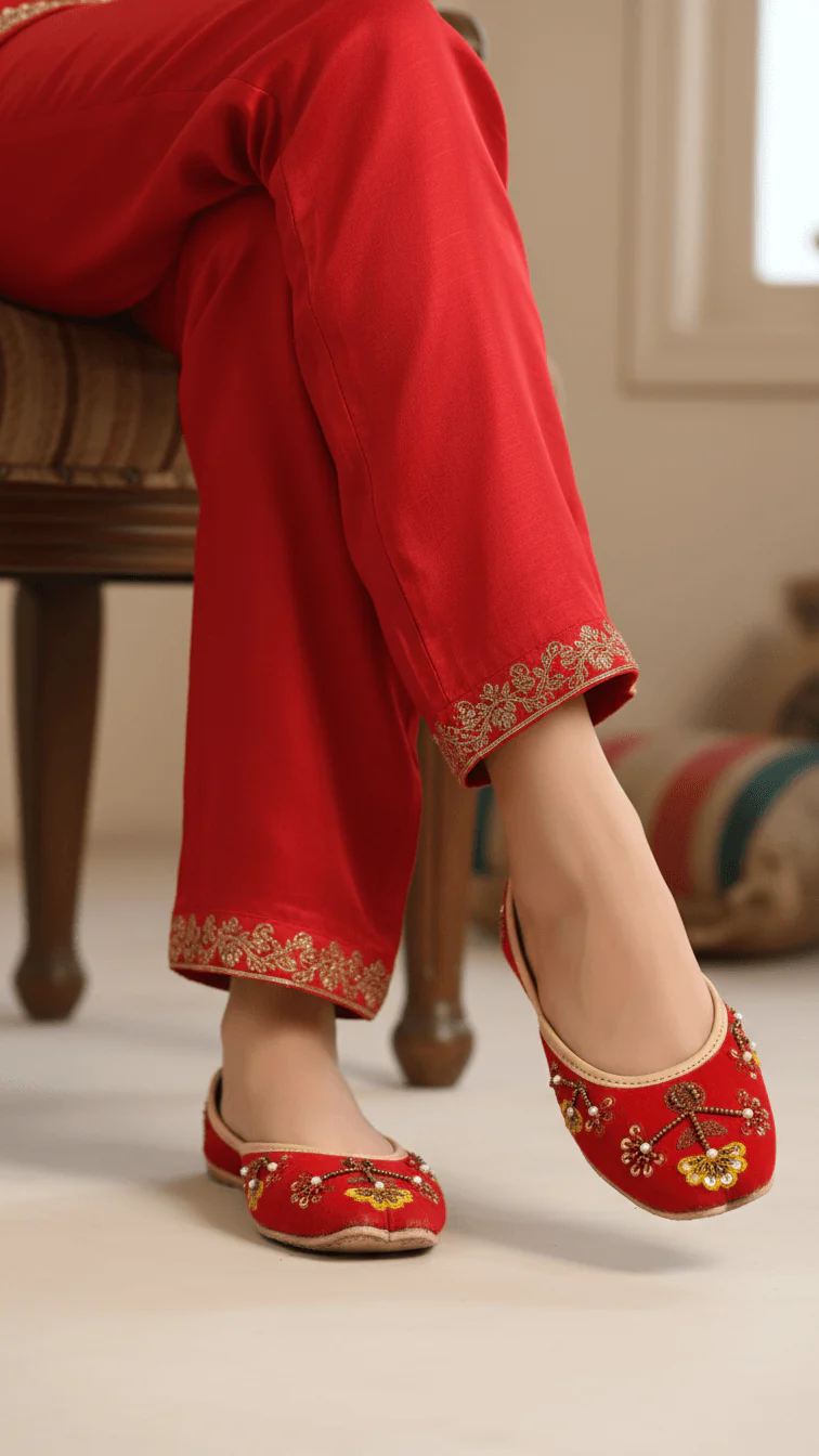 Red Fancy Khussa For Women EC8559