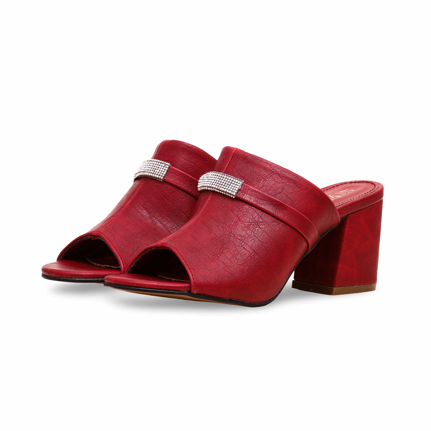 Red Formal Block Heel Slipper FR8271 - Image 2