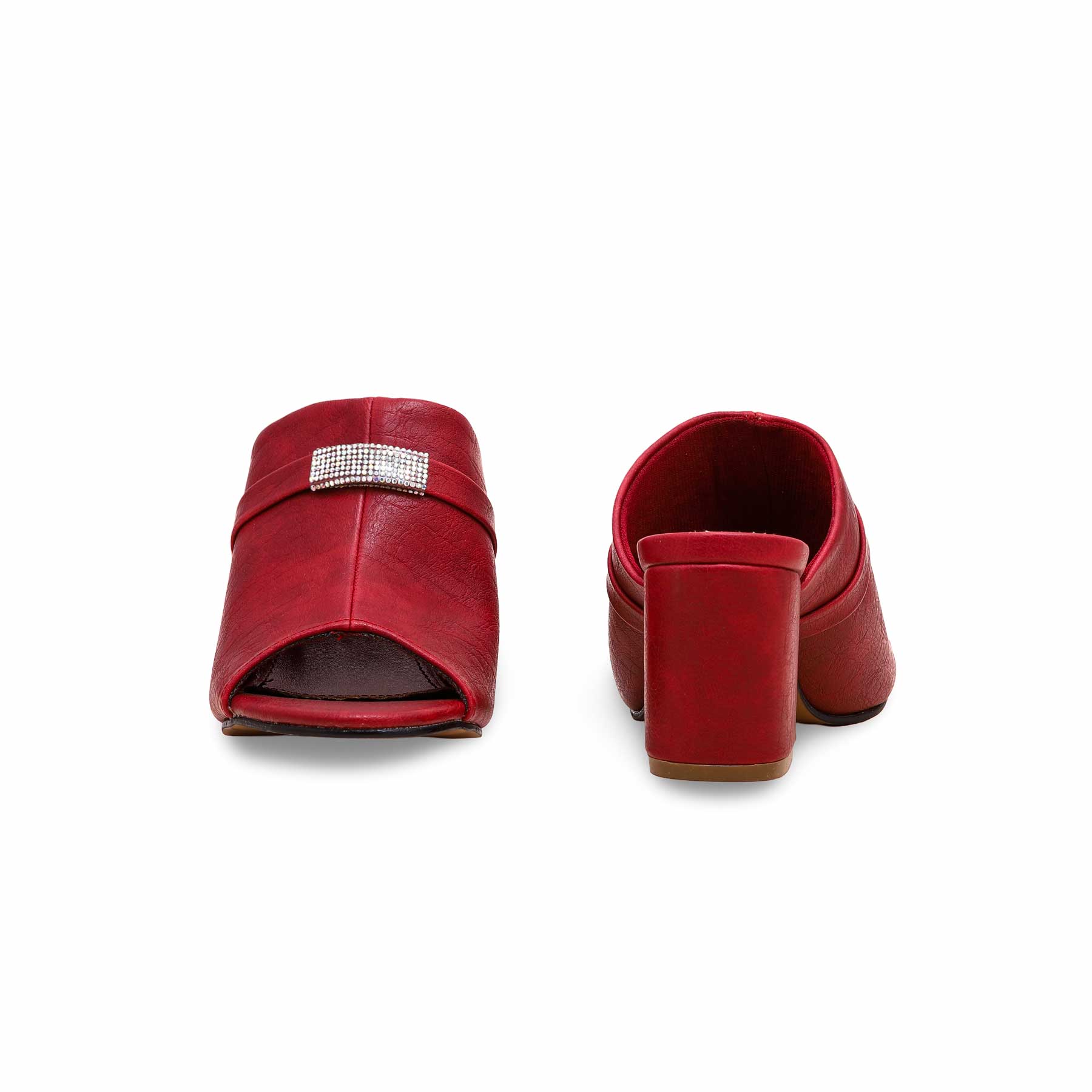 Red Formal Block Heel Slipper FR8271 - Image 3