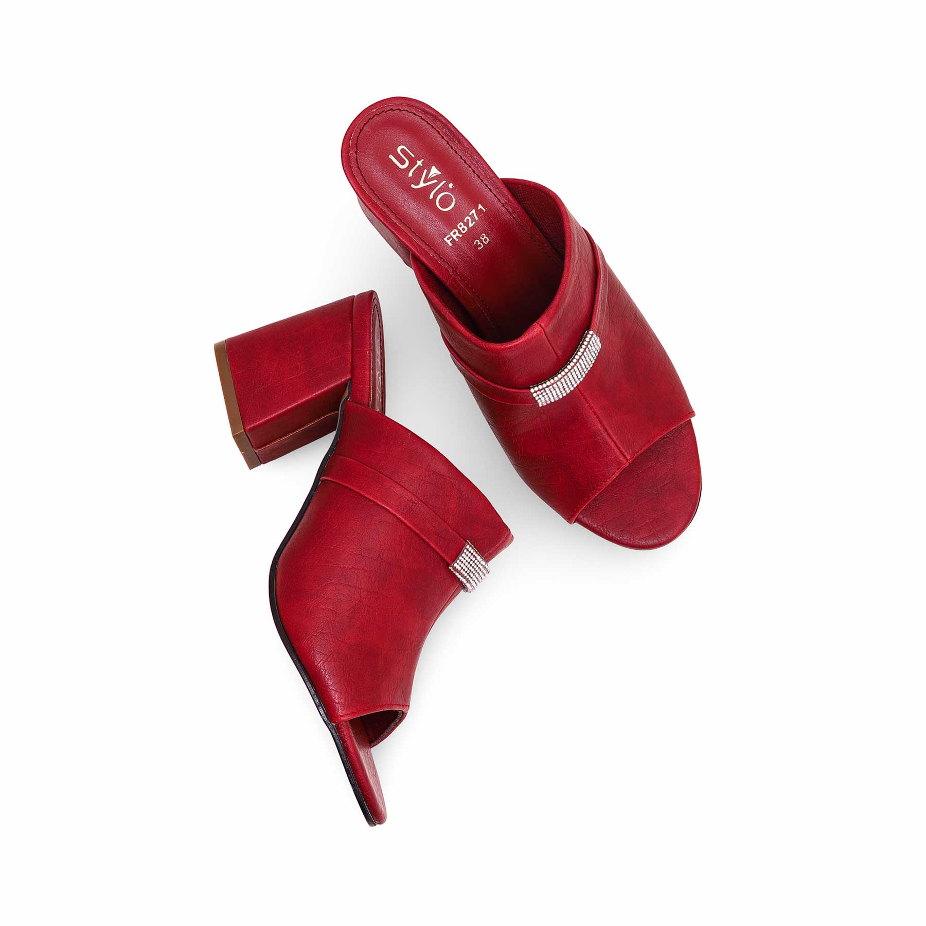 Red Formal Block Heel Slipper FR8271 - Image 4