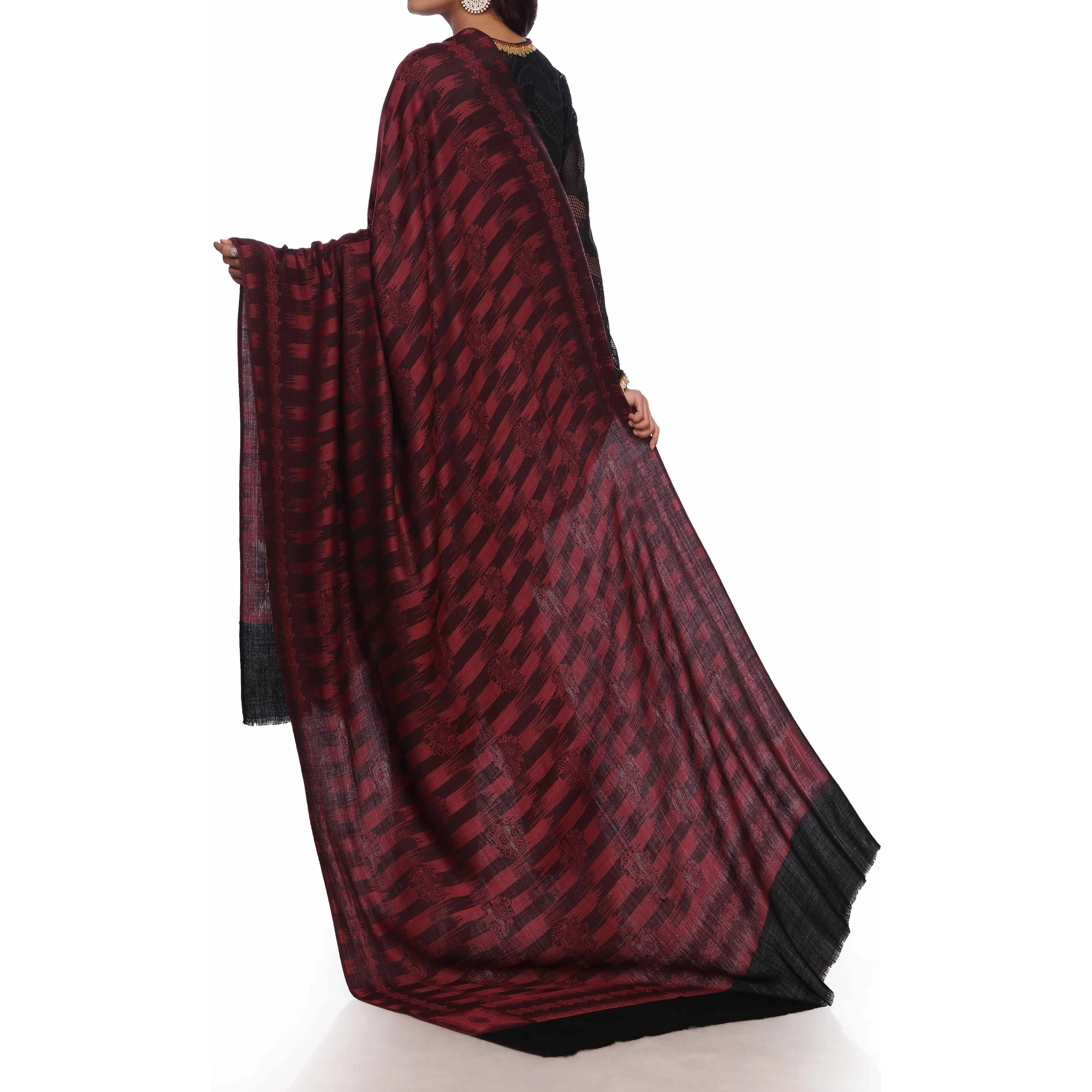 Red Jacquard Shawl PW2715 - Image 3
