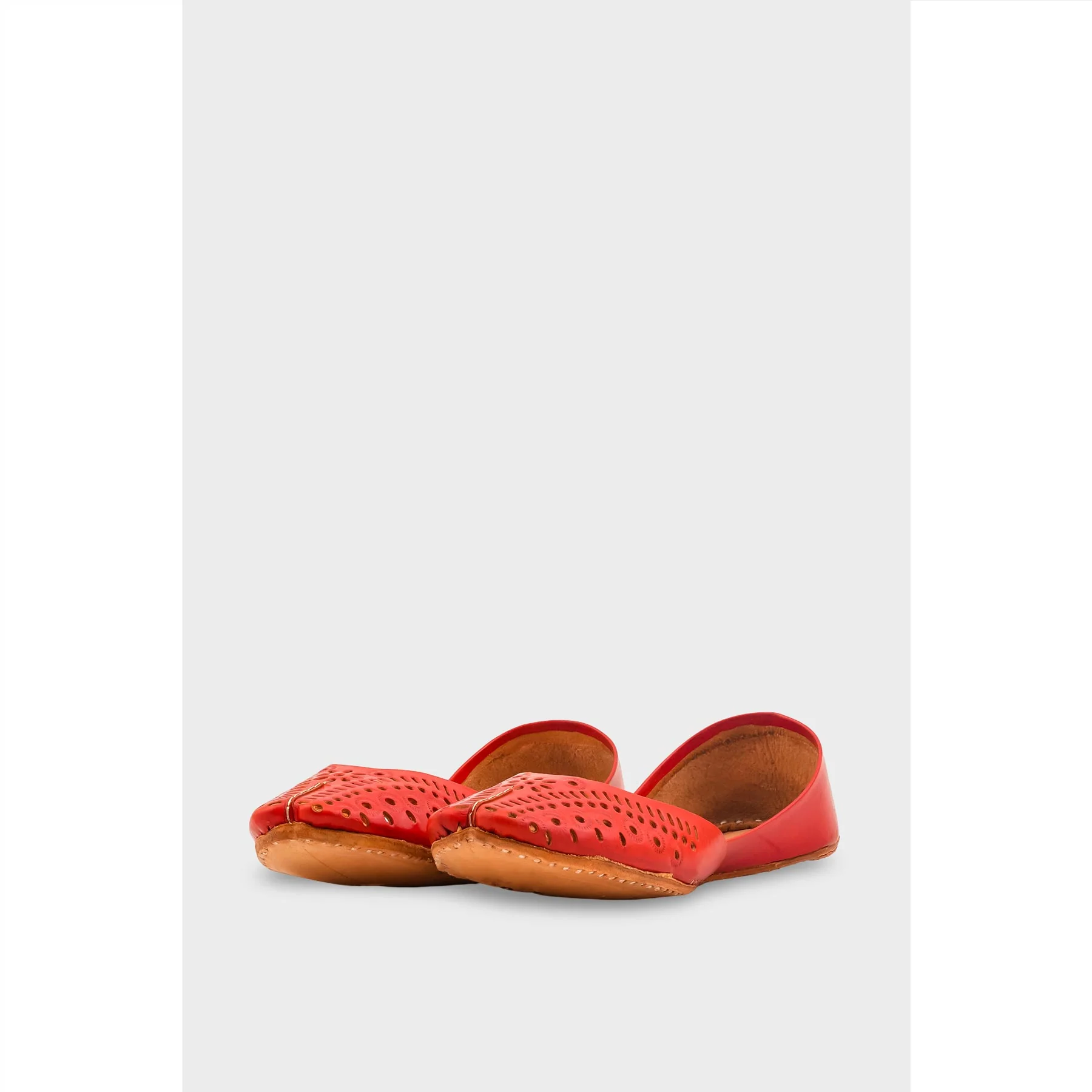 Red Leather Khussa For Women EC8713 - Image 3