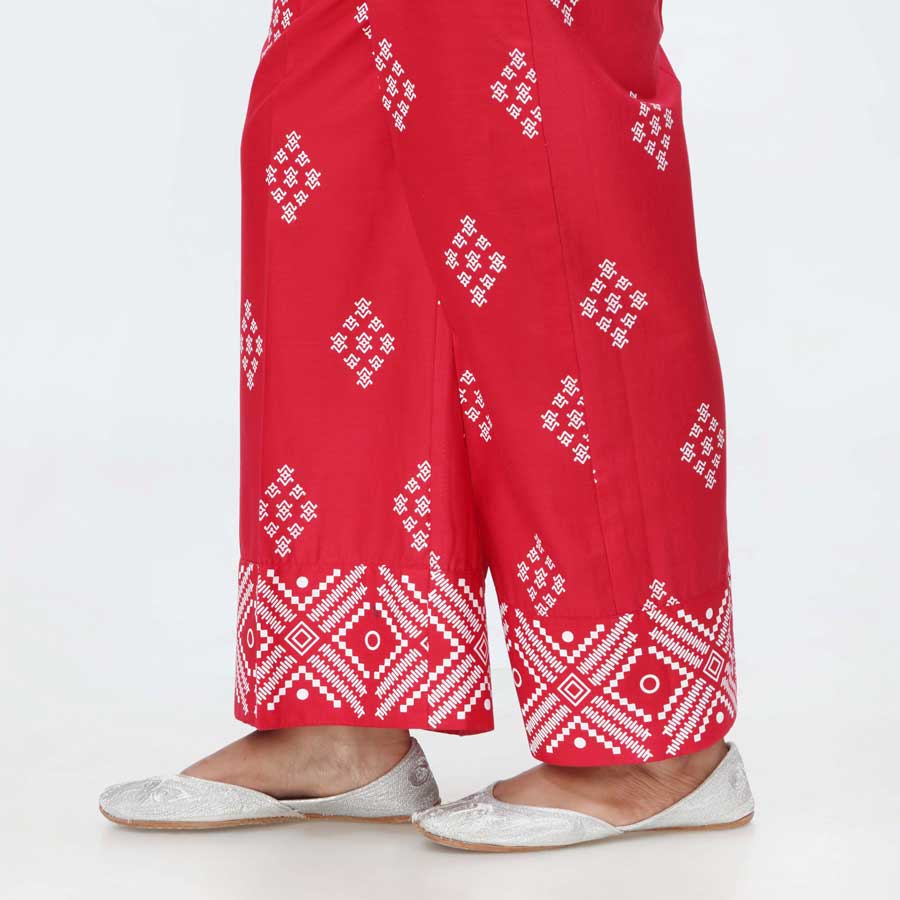 Red Screen Printed Cambric Trouser PS4510 - Image 2