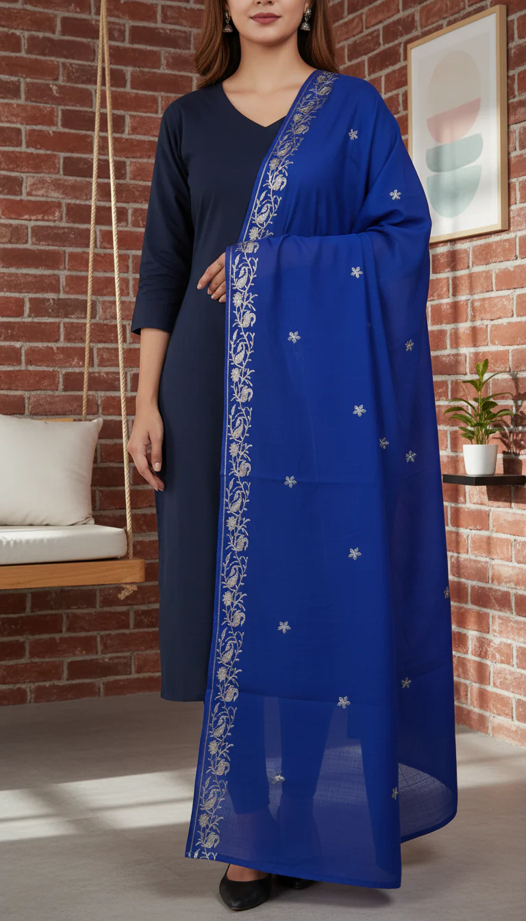 Royal Blue Summer Shawl PD6122 - Image 2