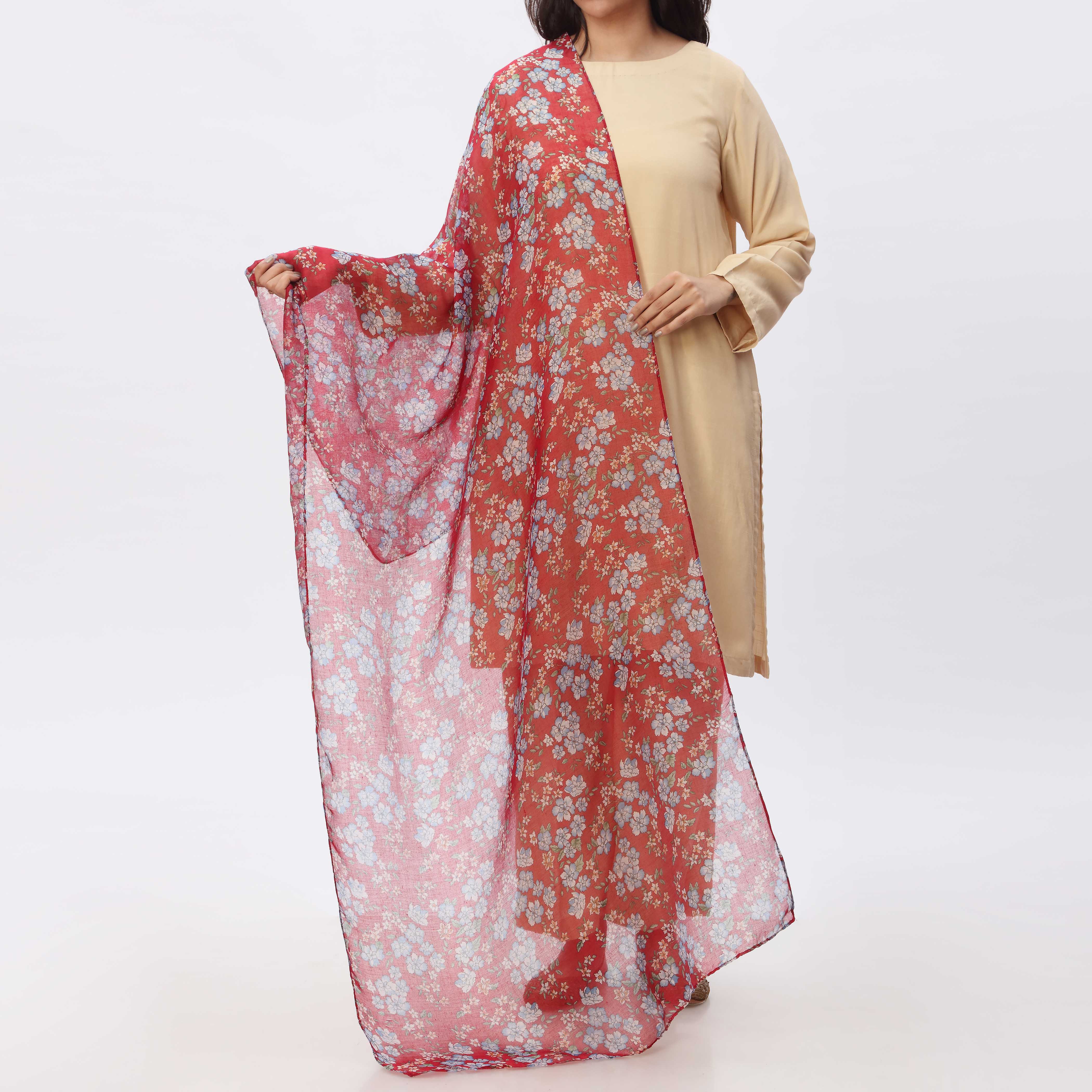 Rust Digital Printed Stole PS3751 - Image 2