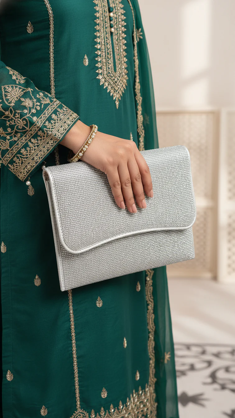 Silver Bridal Clutch P24345