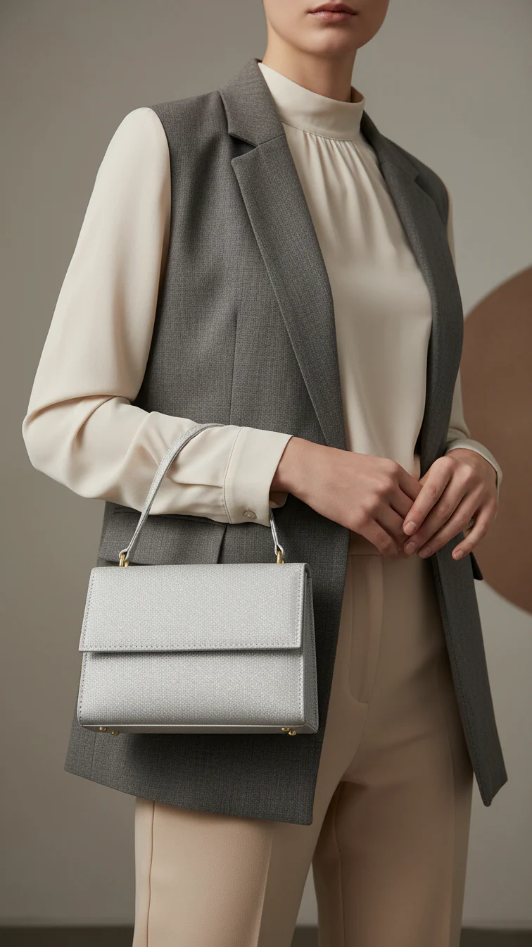 Silver Casual Shoulder Bag For Ladies P55703
