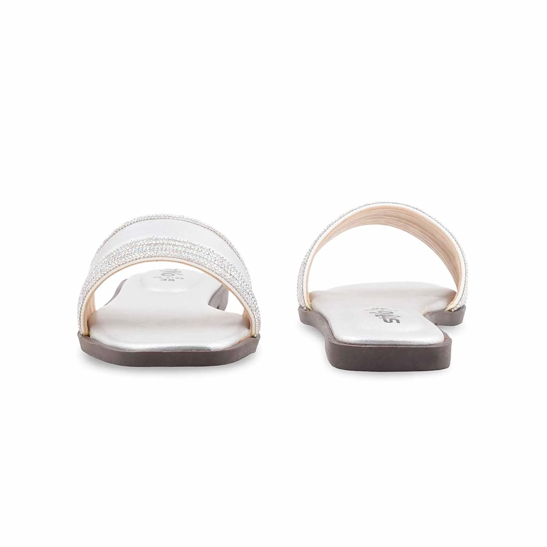 Silver Casual Slipper For Women CL2169 - Image 4